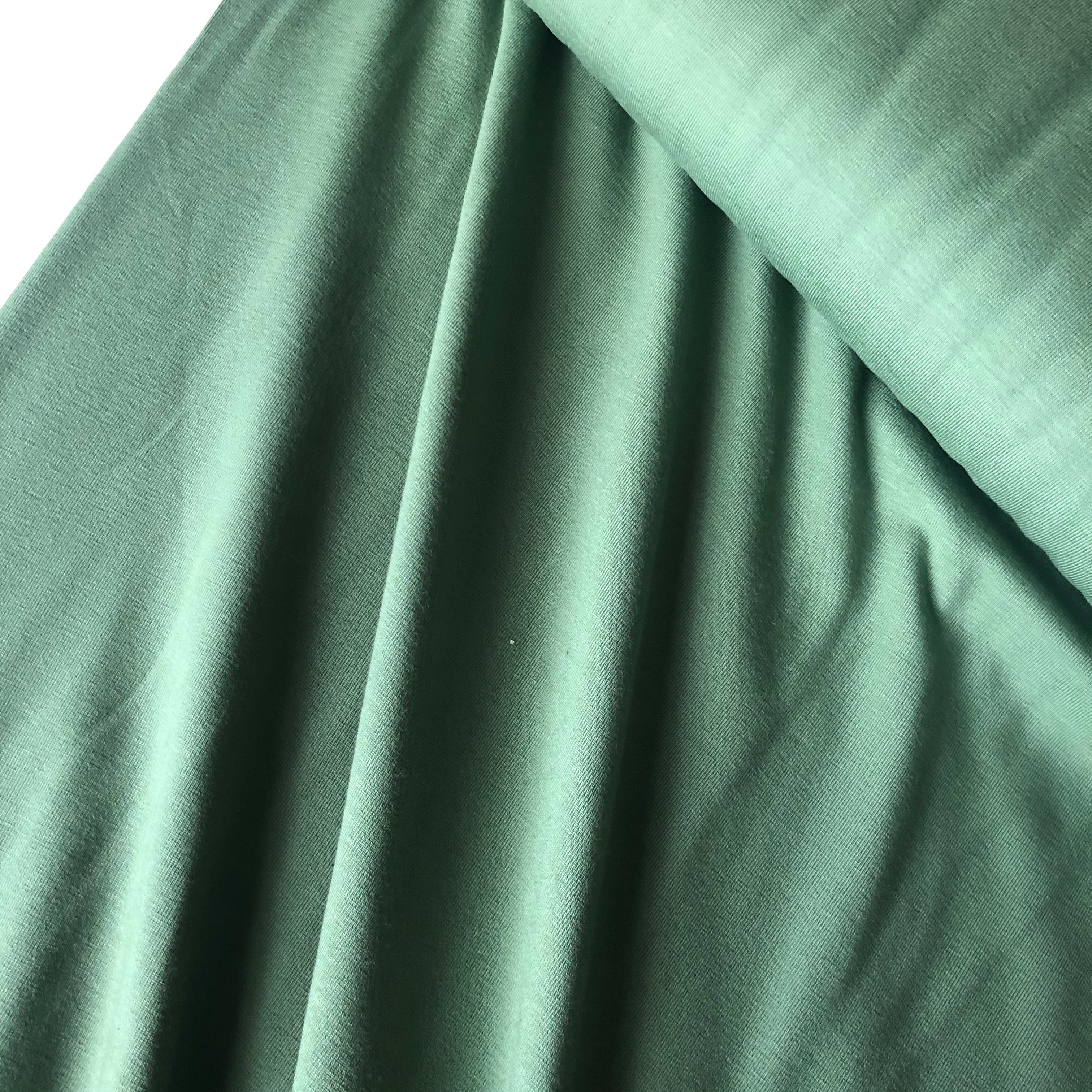 Essential Chic Avocado Green Plain Cotton Jersey Fabric - Image 6