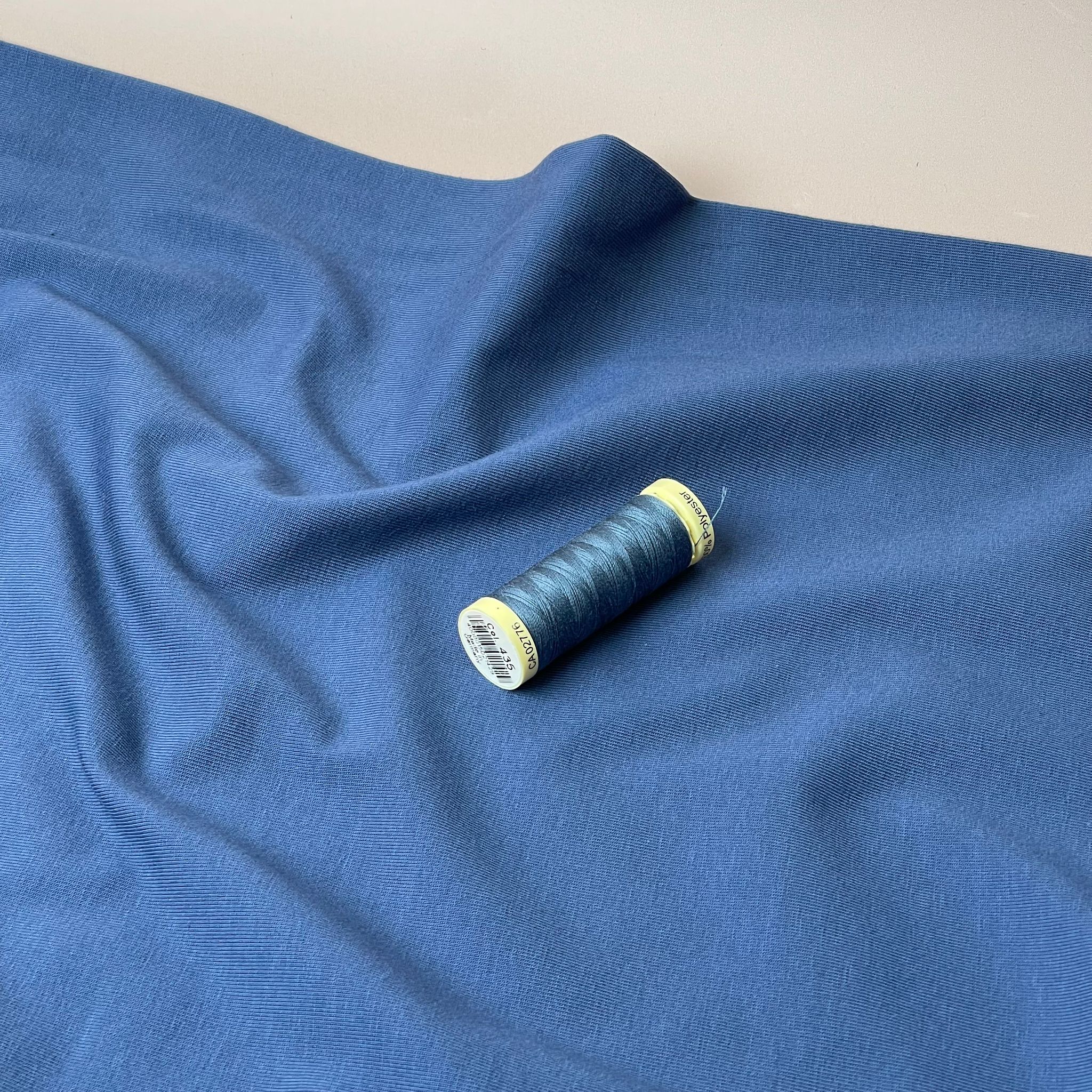 Essential Chic Denim Blue Plain Cotton Jersey Fabric - Image 4
