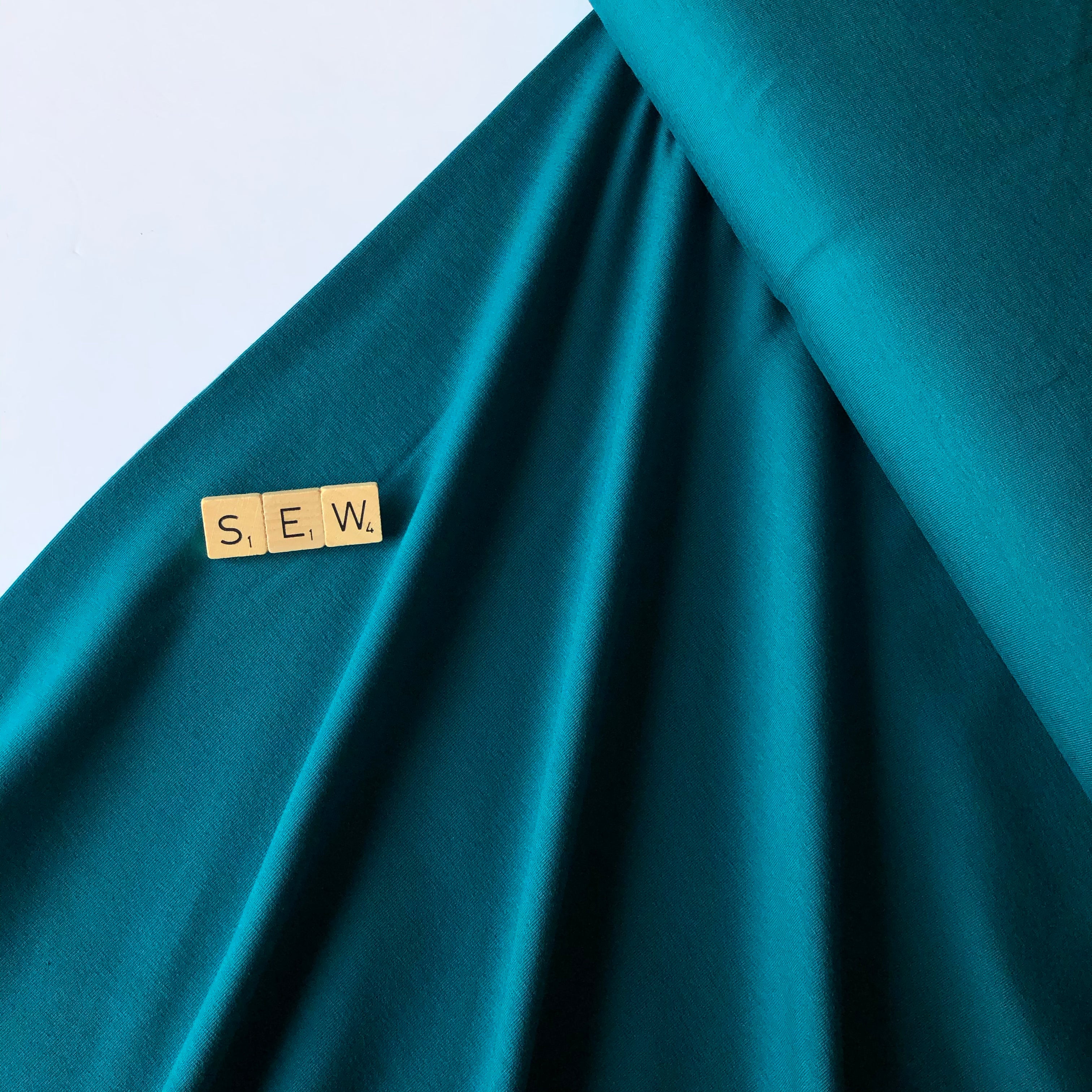 Essential Chic Teal Cotton Jersey Fabric - Image 5