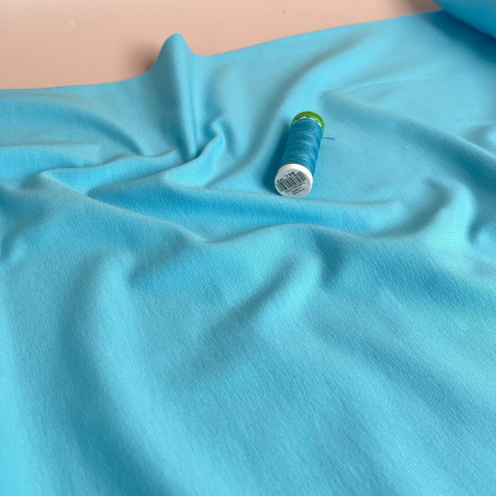 Essential Chic Turquoise Cotton Jersey Fabric - Image 2