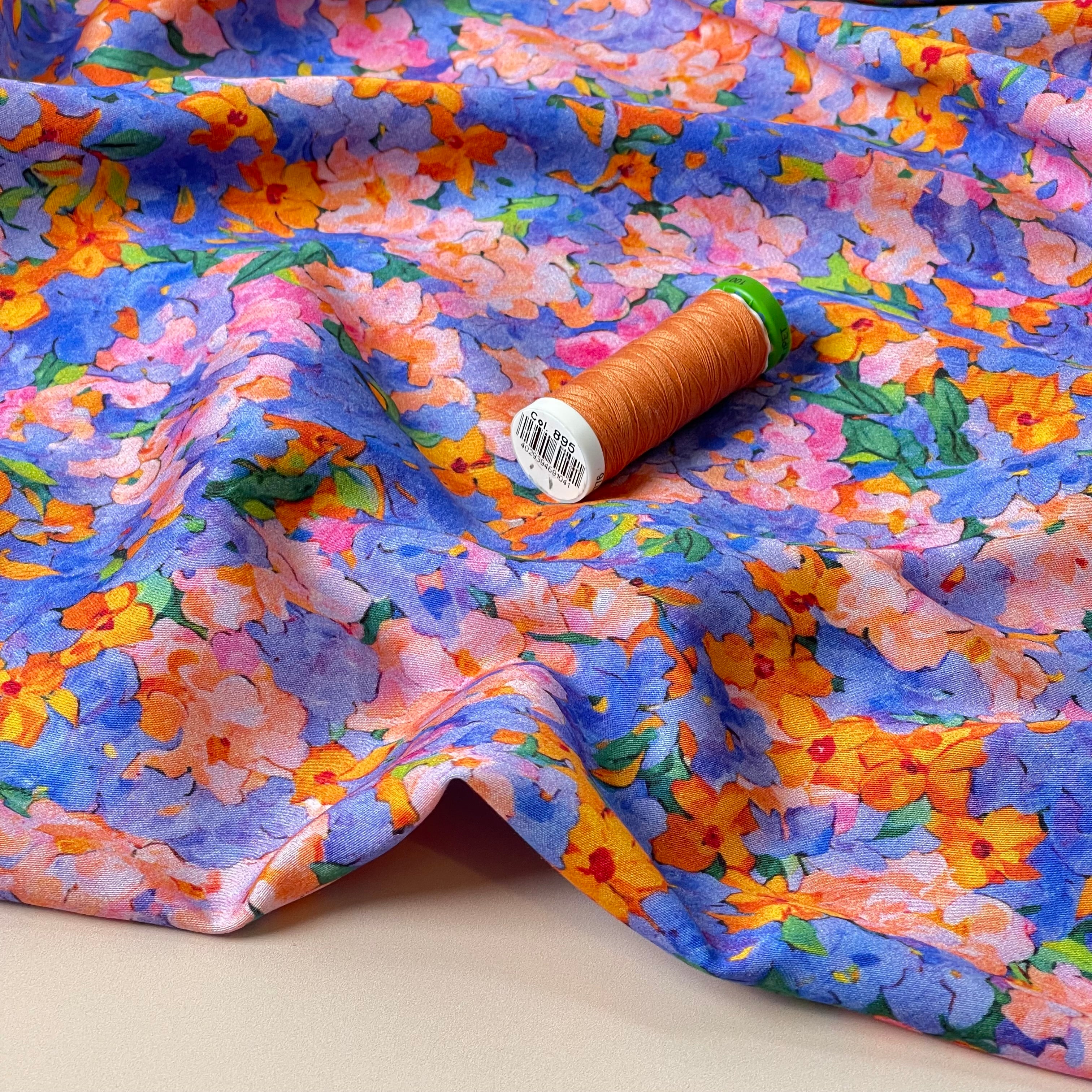 Evening Flowers Viscose Sateen Fabric - Image 14