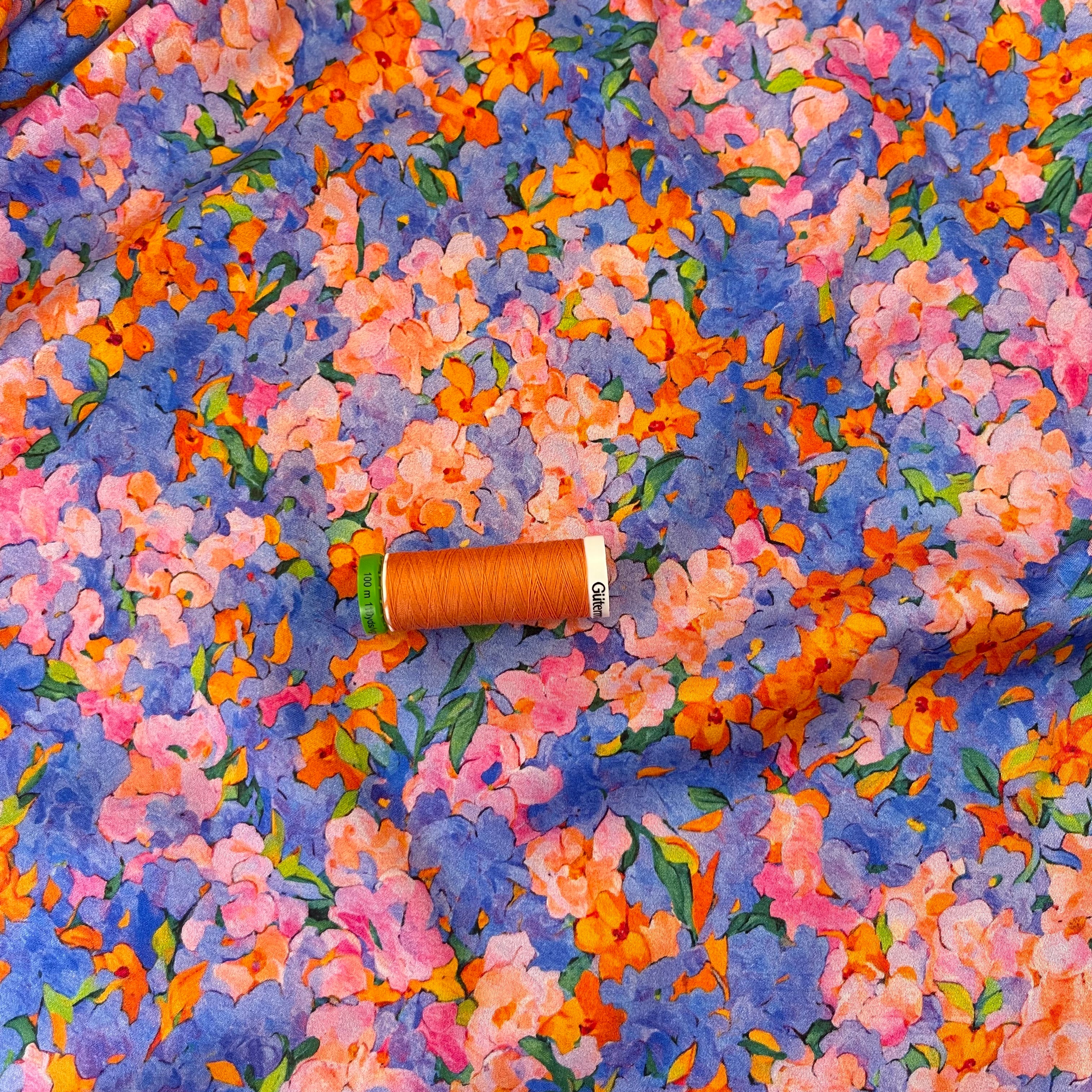 Evening Flowers Viscose Sateen Fabric - Image 7