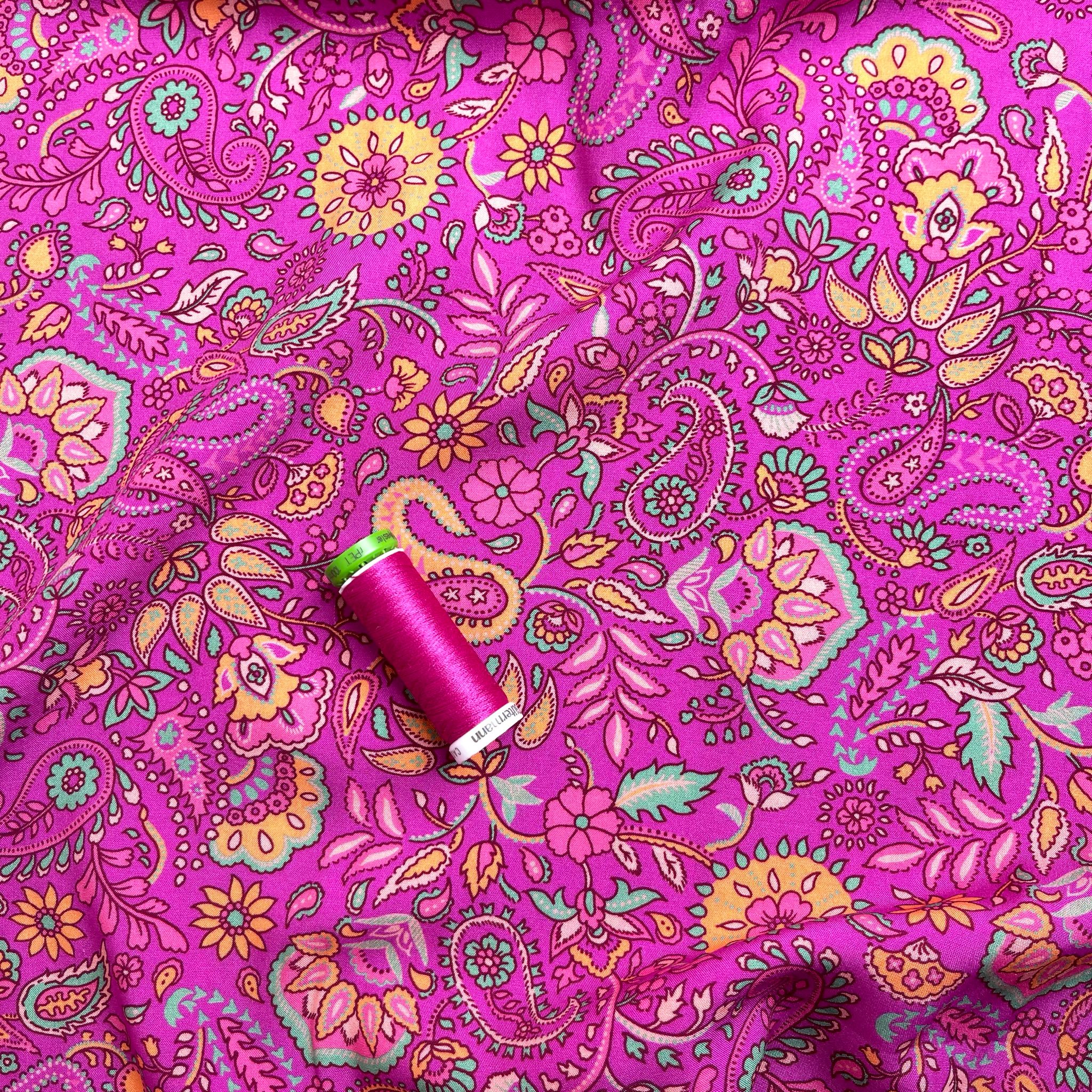 Fuchsia Paisley LENZING™ ECOVERO™ Viscose Fabric - Image 4