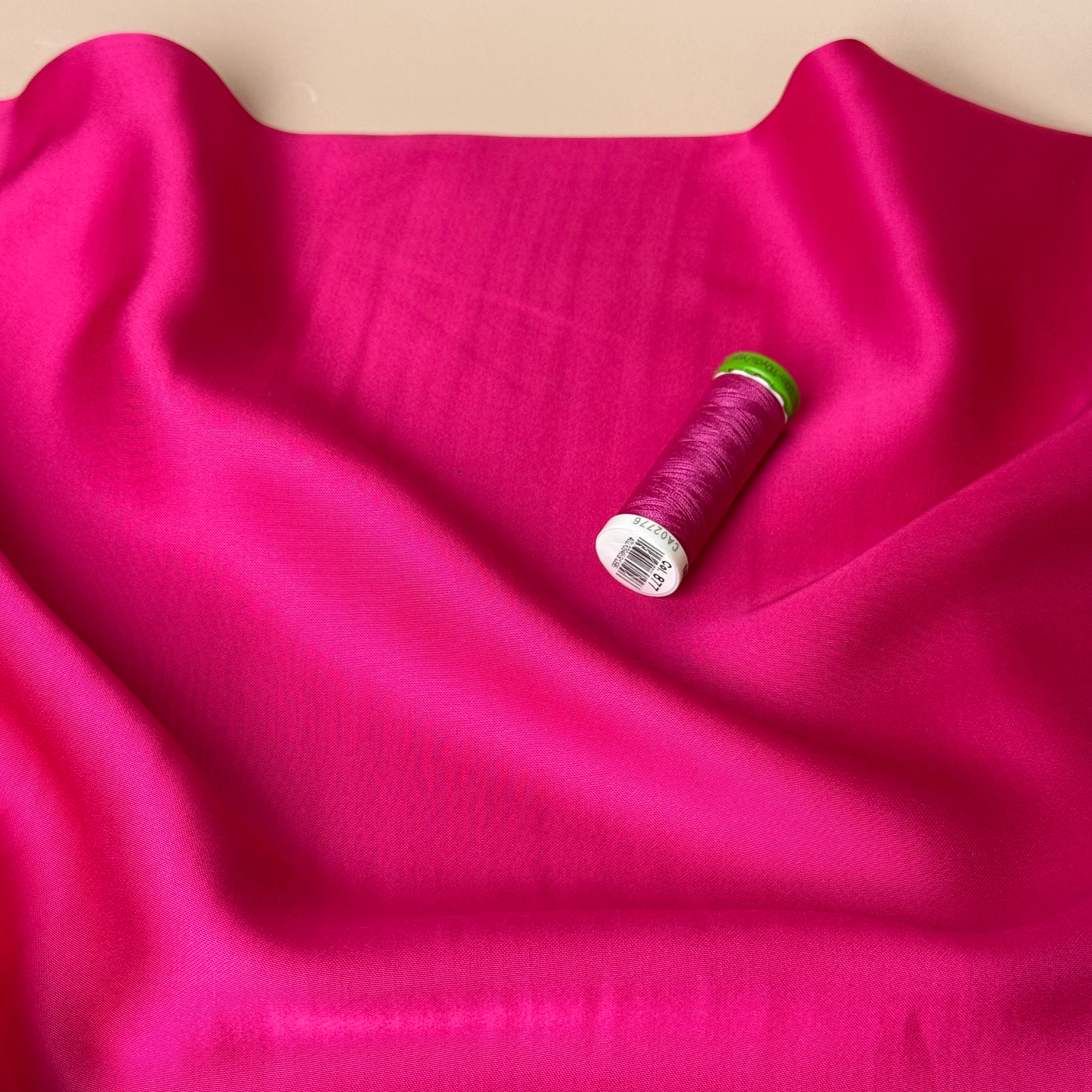 Fuchsia Solid Viscose Sateen Fabric - Image 3