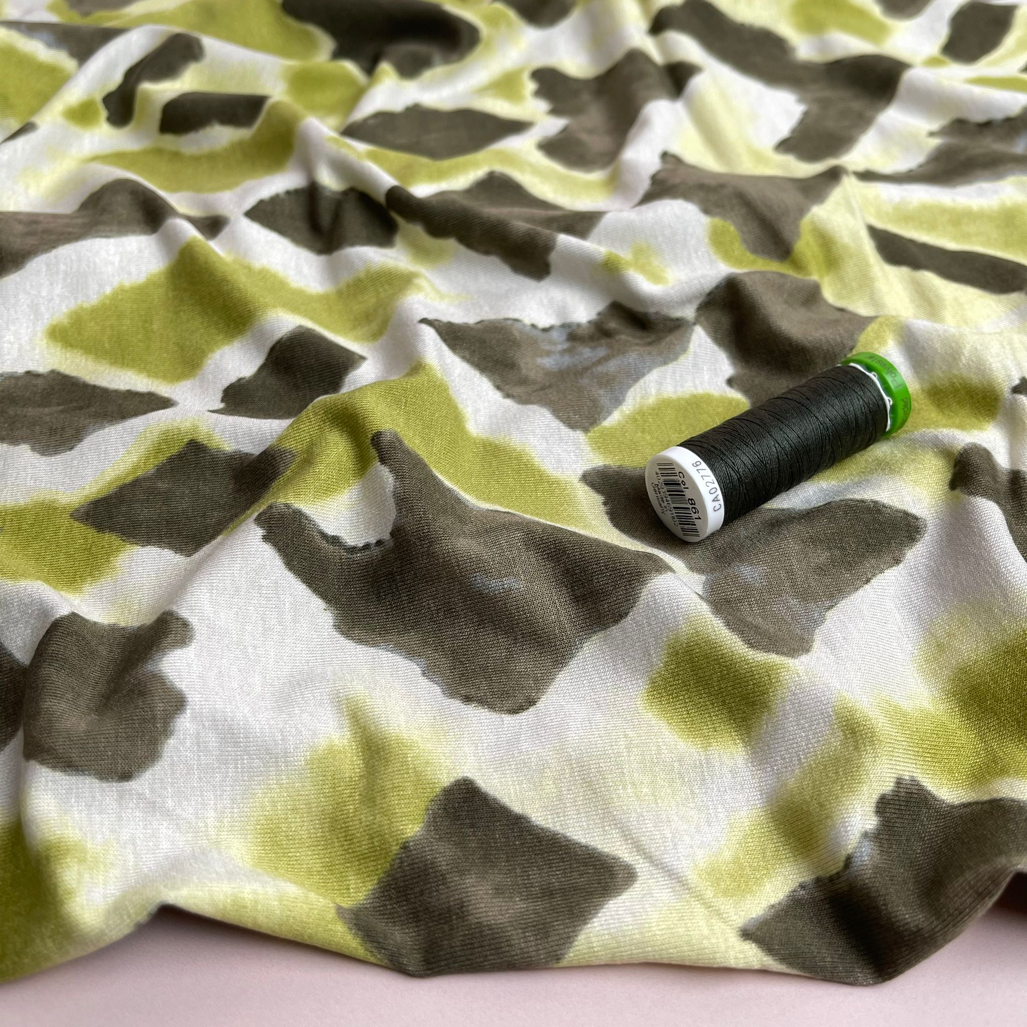 Green Diamonds Viscose Jersey Fabric - Image 10