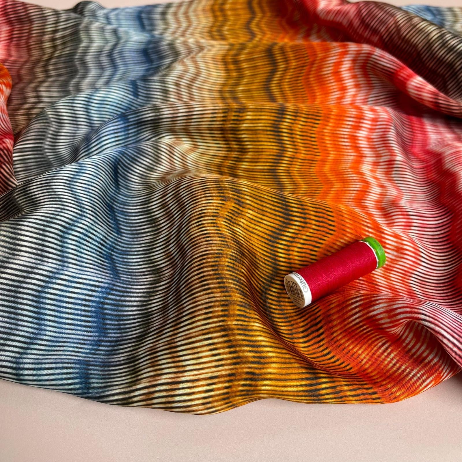 Hazy Waves in Sunset Viscose Sateen Fabric - Image 10