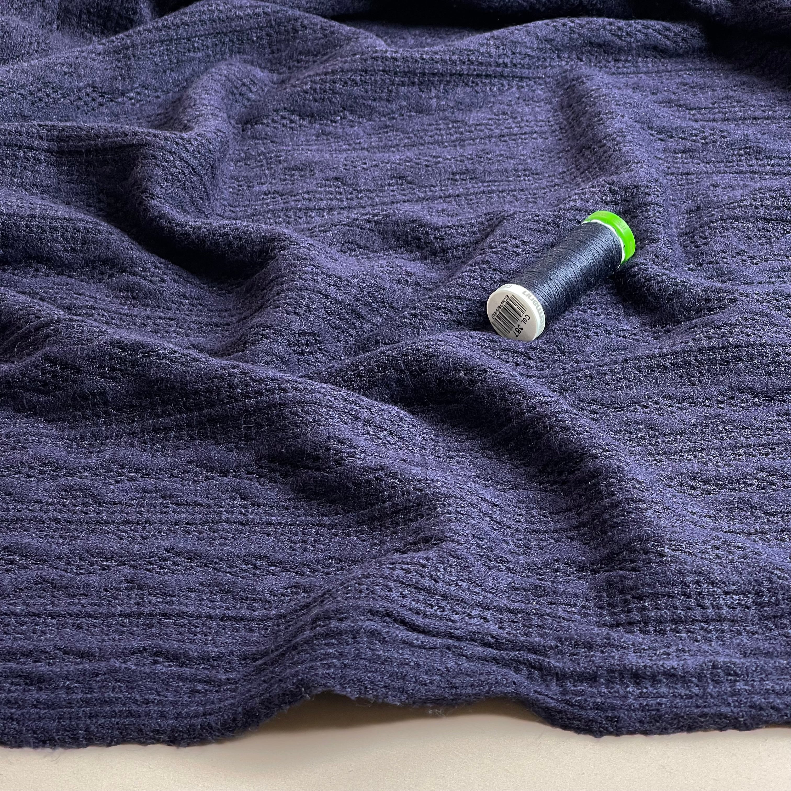 Lace Viscose Blend Sweater Knit in Navy - Image 3