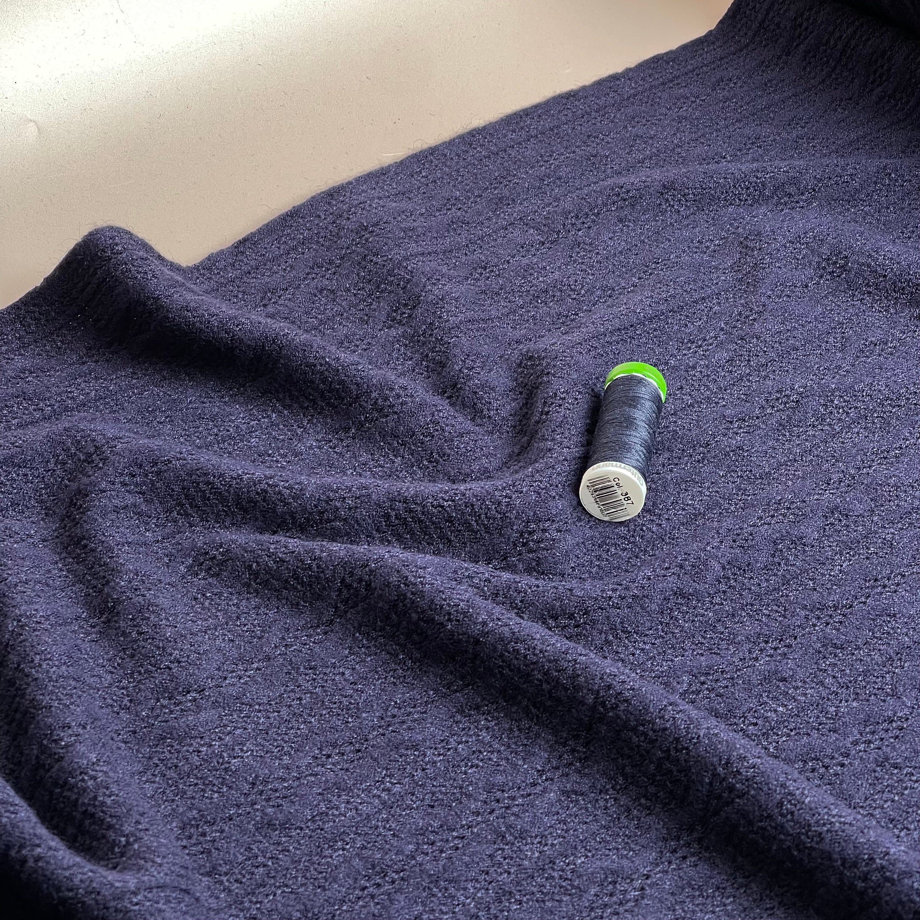 Lace Viscose Blend Sweater Knit in Navy - Image 7