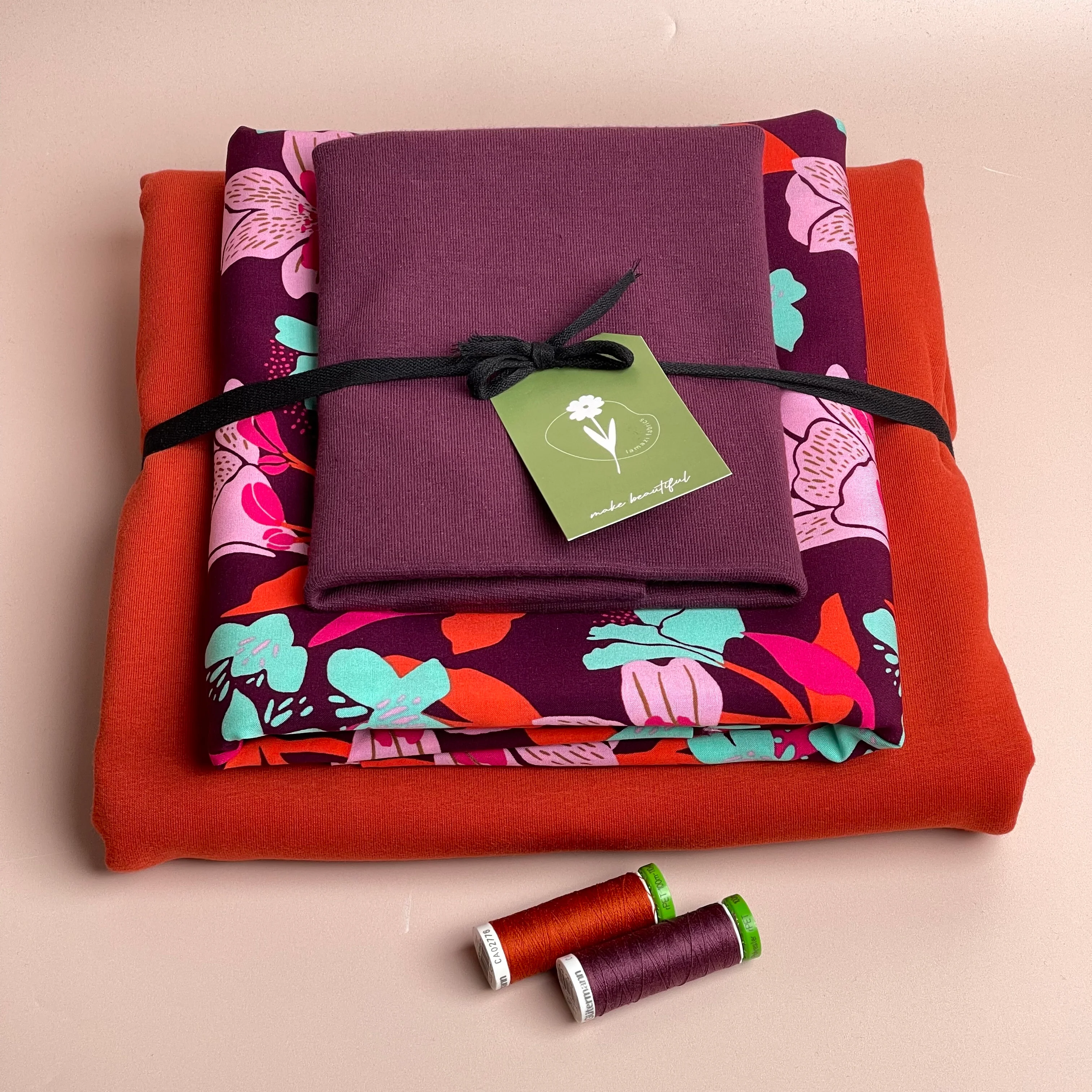 Make an Outfit Colour Bundle - Amira Plum ECOVERO Viscose & Sweatshirting with ribbing - Image 7