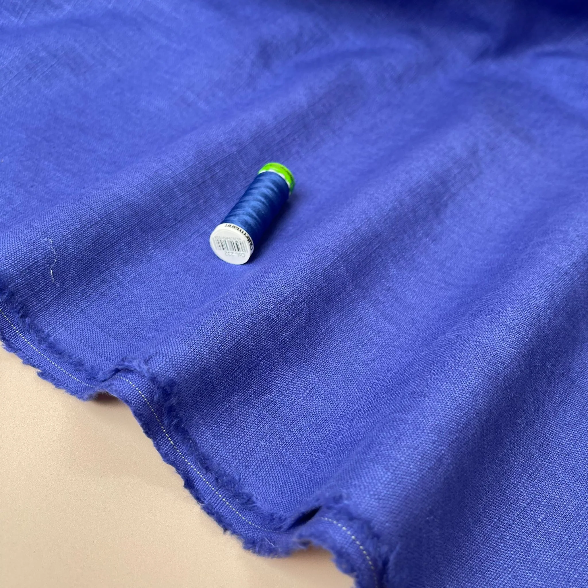 Breeze Lapis Blue - Enzyme Washed Linen Cotton Fabric - Image 2