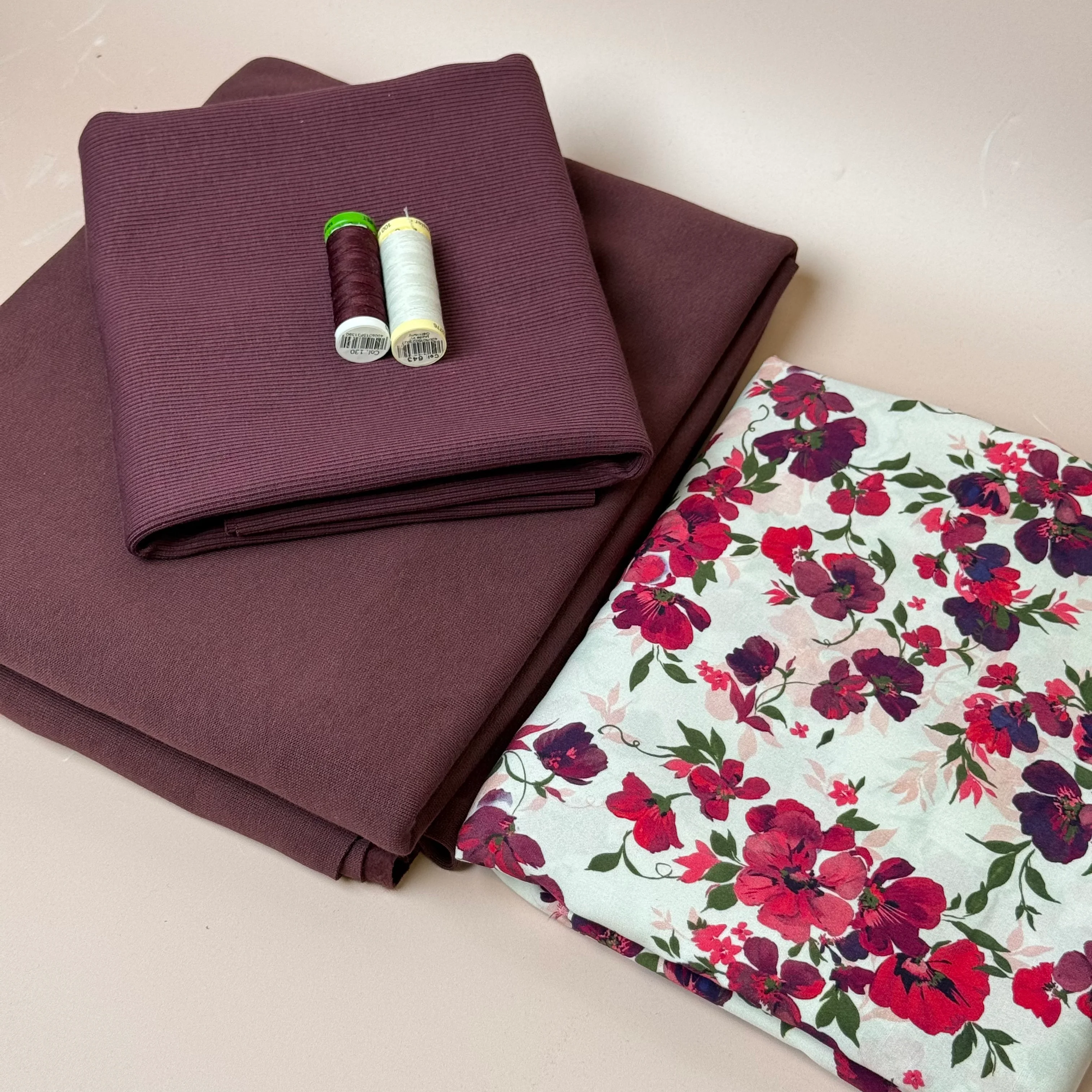Make an Outfit Colour Bundle - Rosehip Viscose & Brushed Sweatshirt in Grape with Ribbing - Image 10