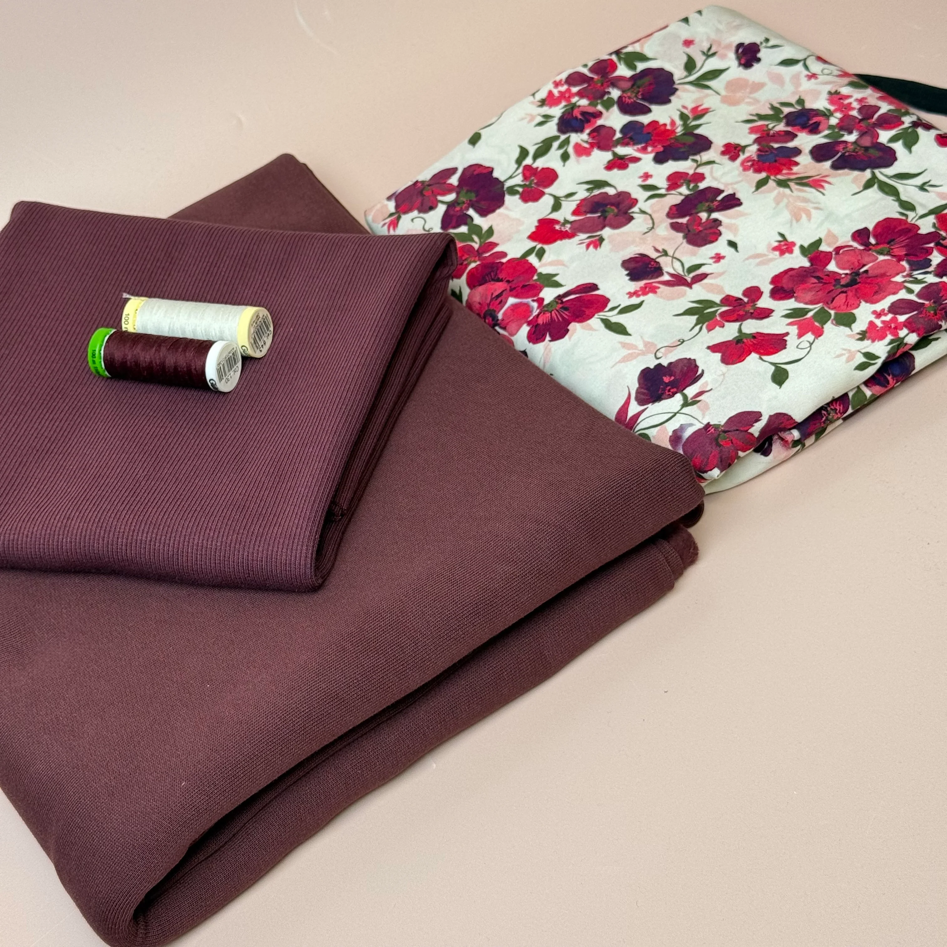 Make an Outfit Colour Bundle - Rosehip Viscose & Brushed Sweatshirt in Grape with Ribbing - Image 18