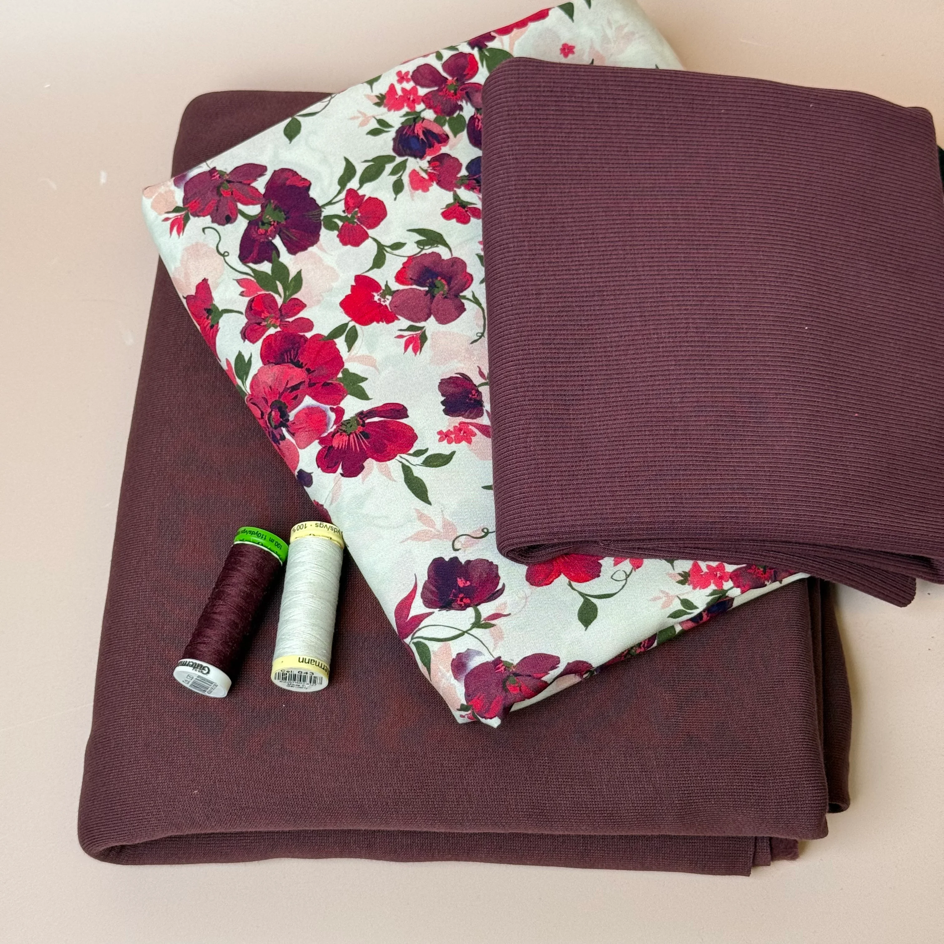 Make an Outfit Colour Bundle - Rosehip Viscose & Brushed Sweatshirt in Grape with Ribbing - Image 9