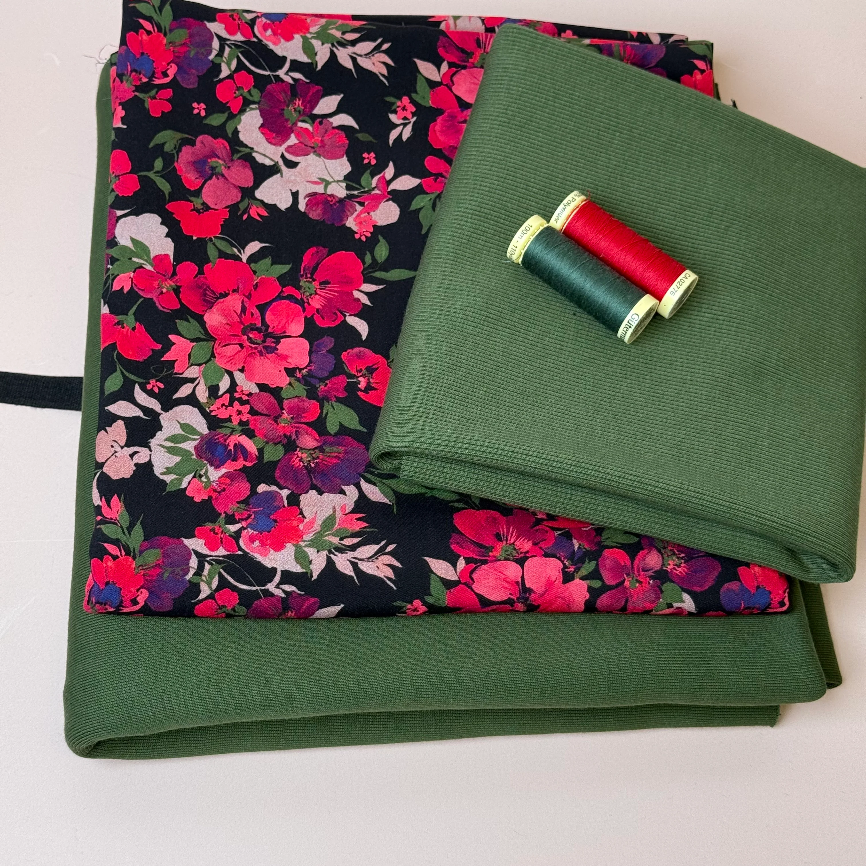 Make an Outfit Colour Bundle - Rosehip Viscose & Brushed Sweatshirt in Green Khaki with Ribbing - Image 10