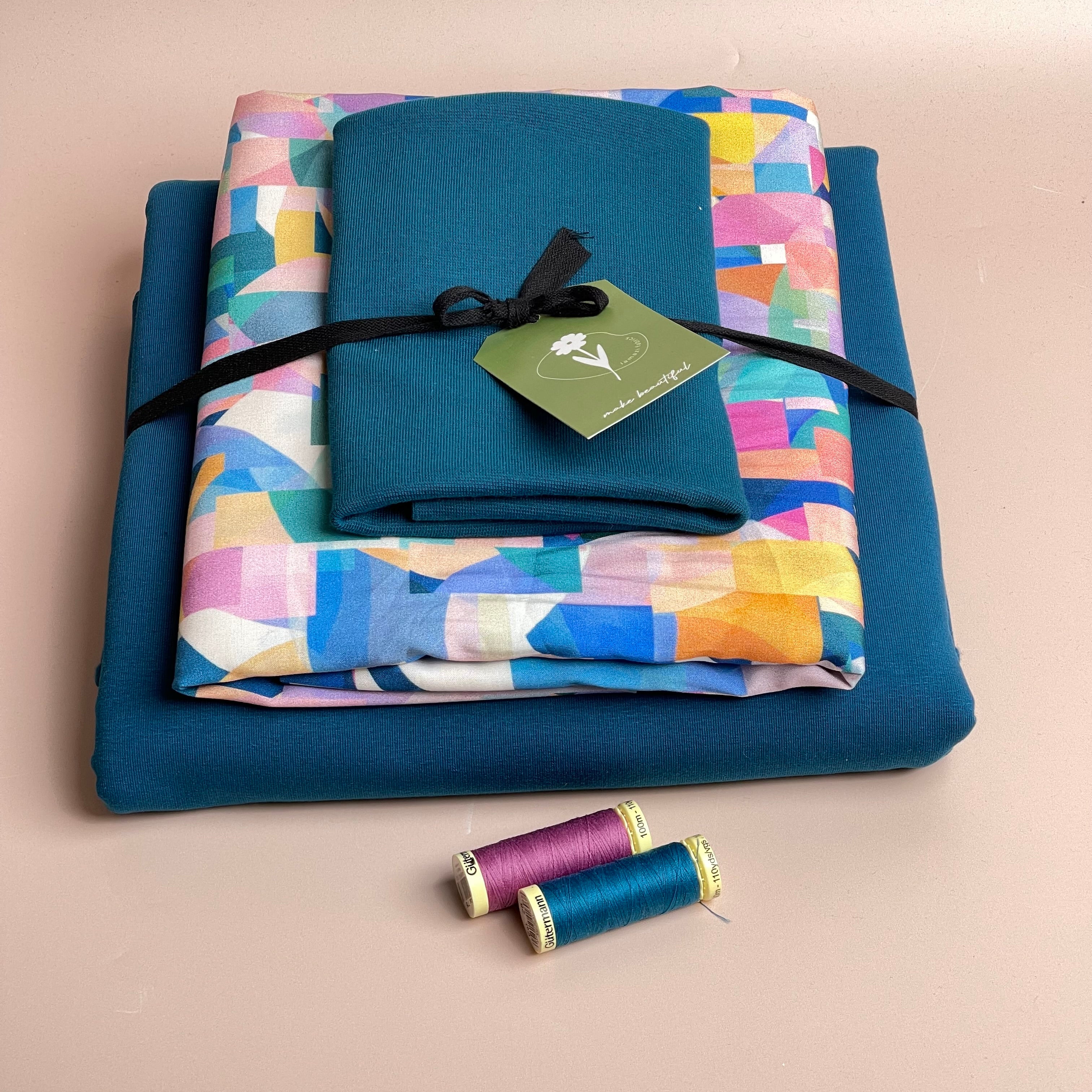 Make an Outfit Colour Bundle - Seaglass Viscose & Sweatshirting with ribbing - Image 9