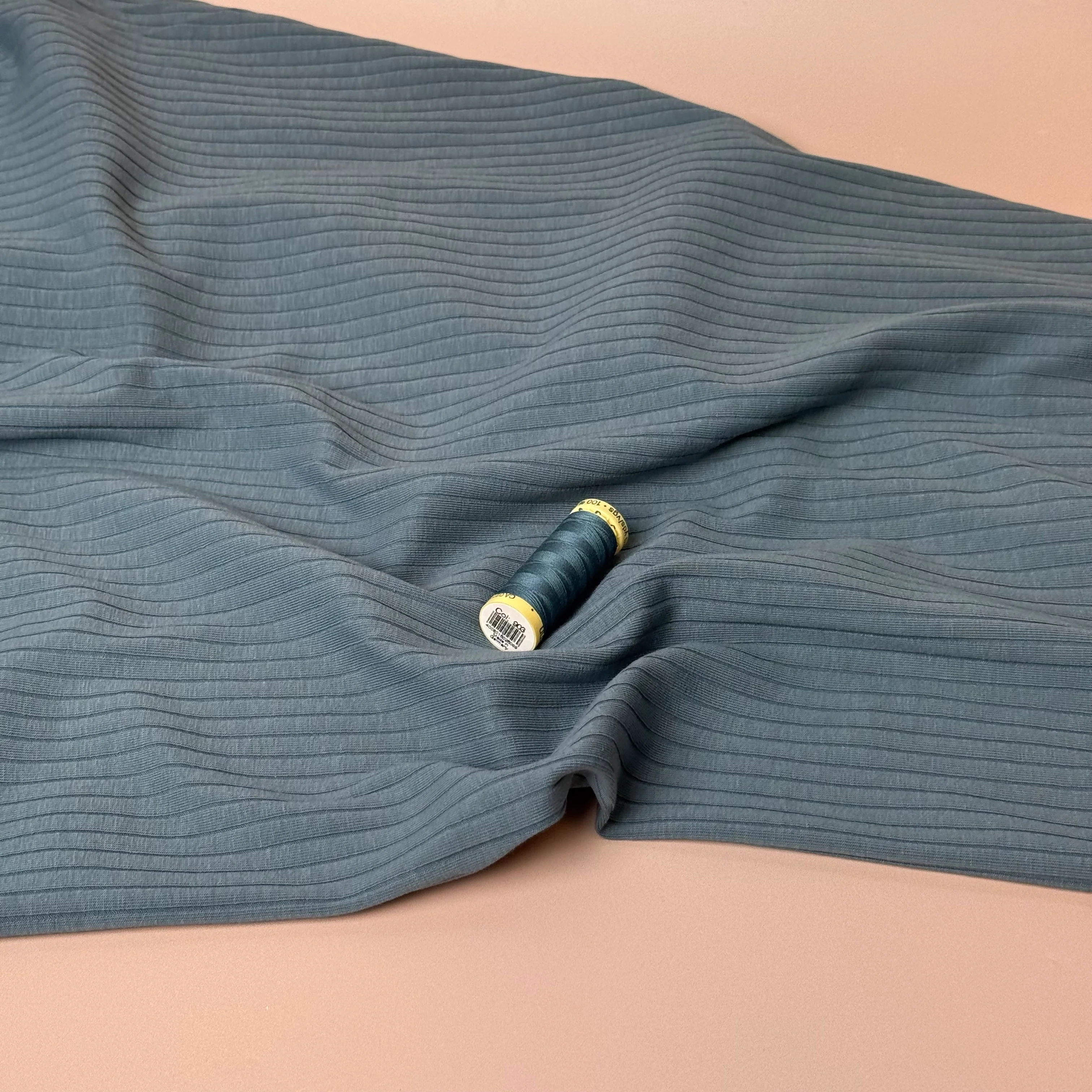 Mallard Blue Cotton Ribbed Jersey - Image 3