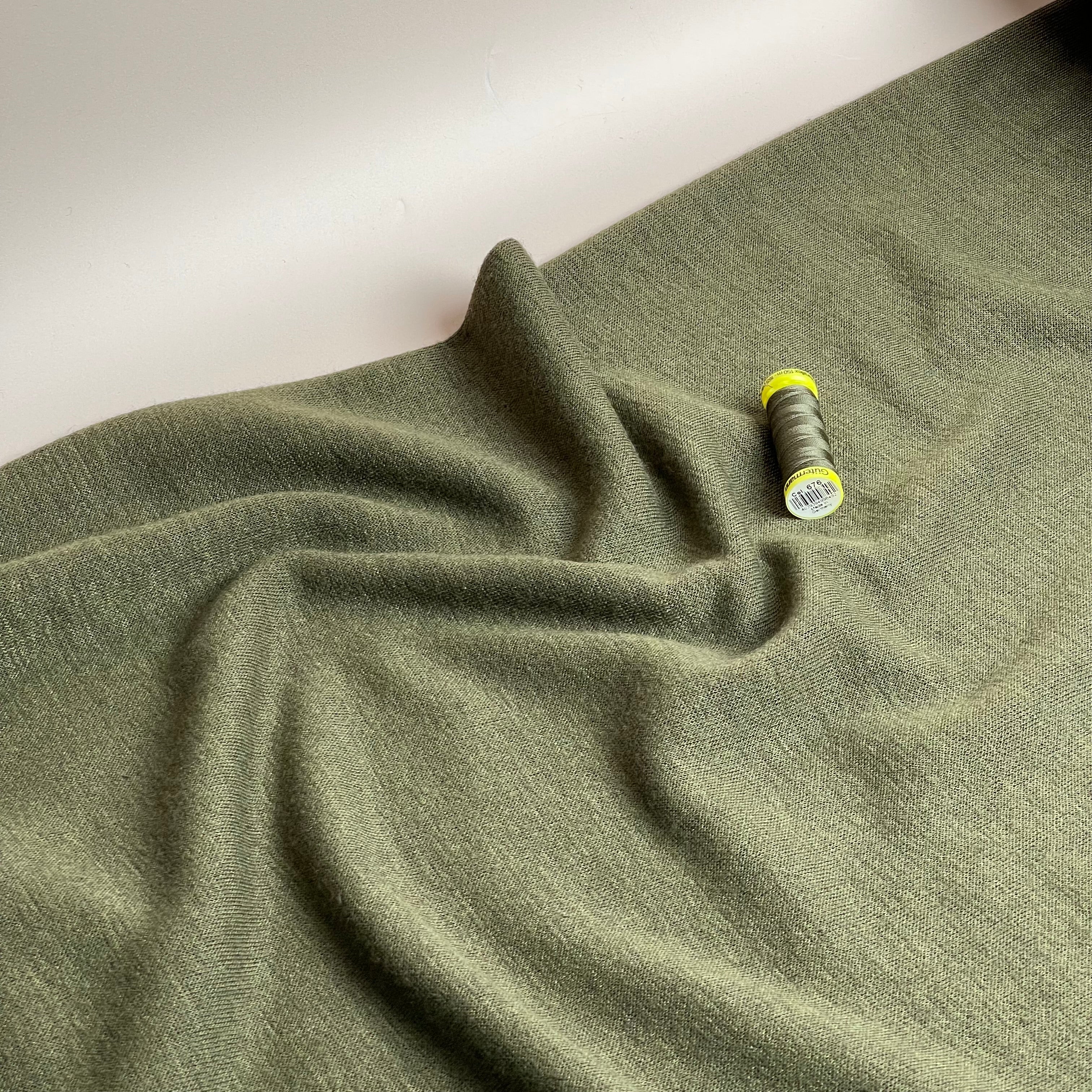 REMNANT 2.23 Metres - Soft Touch Viscose Blend Sweater Knit in Army - Image 2