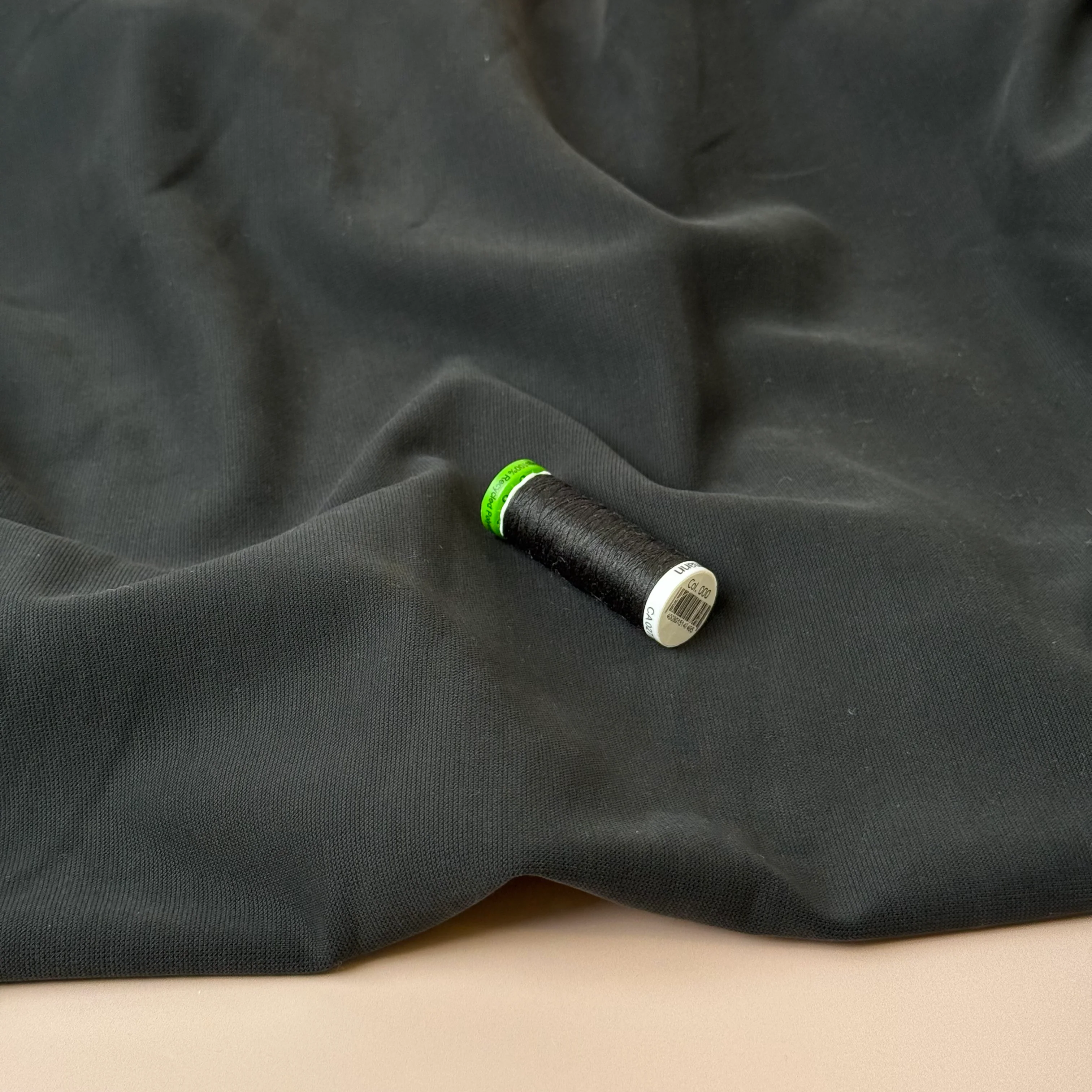 Modal Peachy Soft Ponte Roma Fabric in Black - Image 4