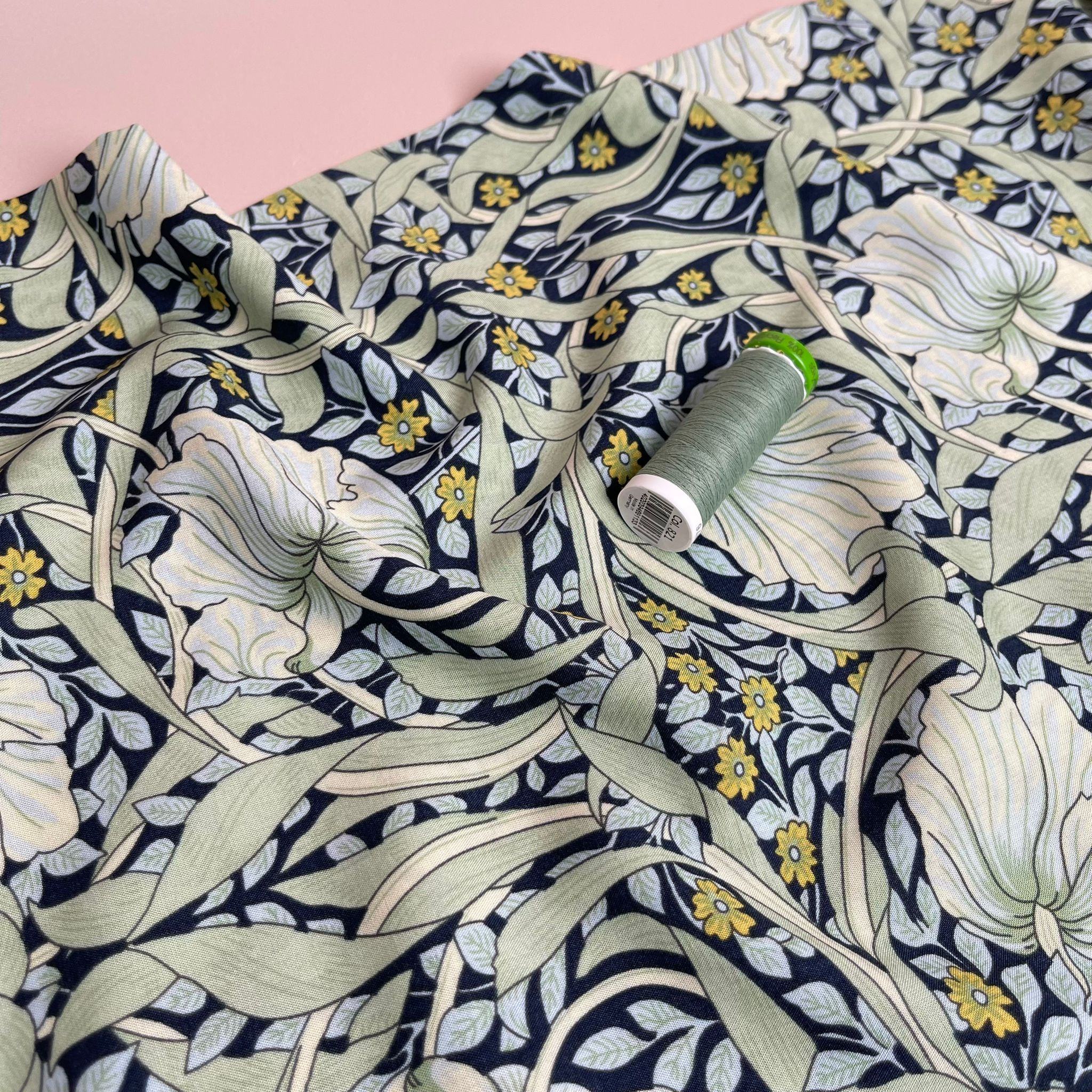 Morris Mint Green Viscose Fabric - Image 2