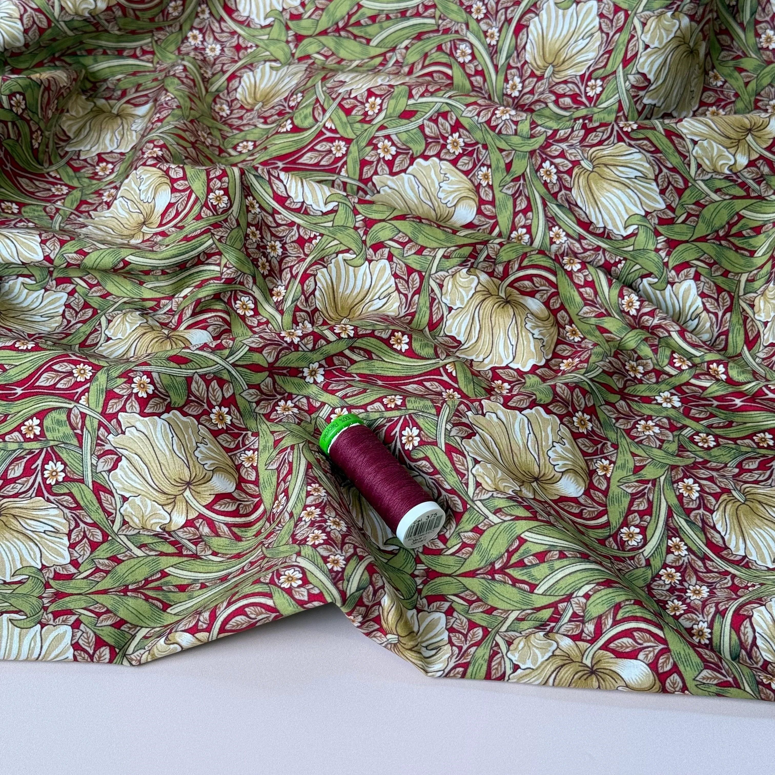 Morris Red Cotton Lawn Fabric - Image 8