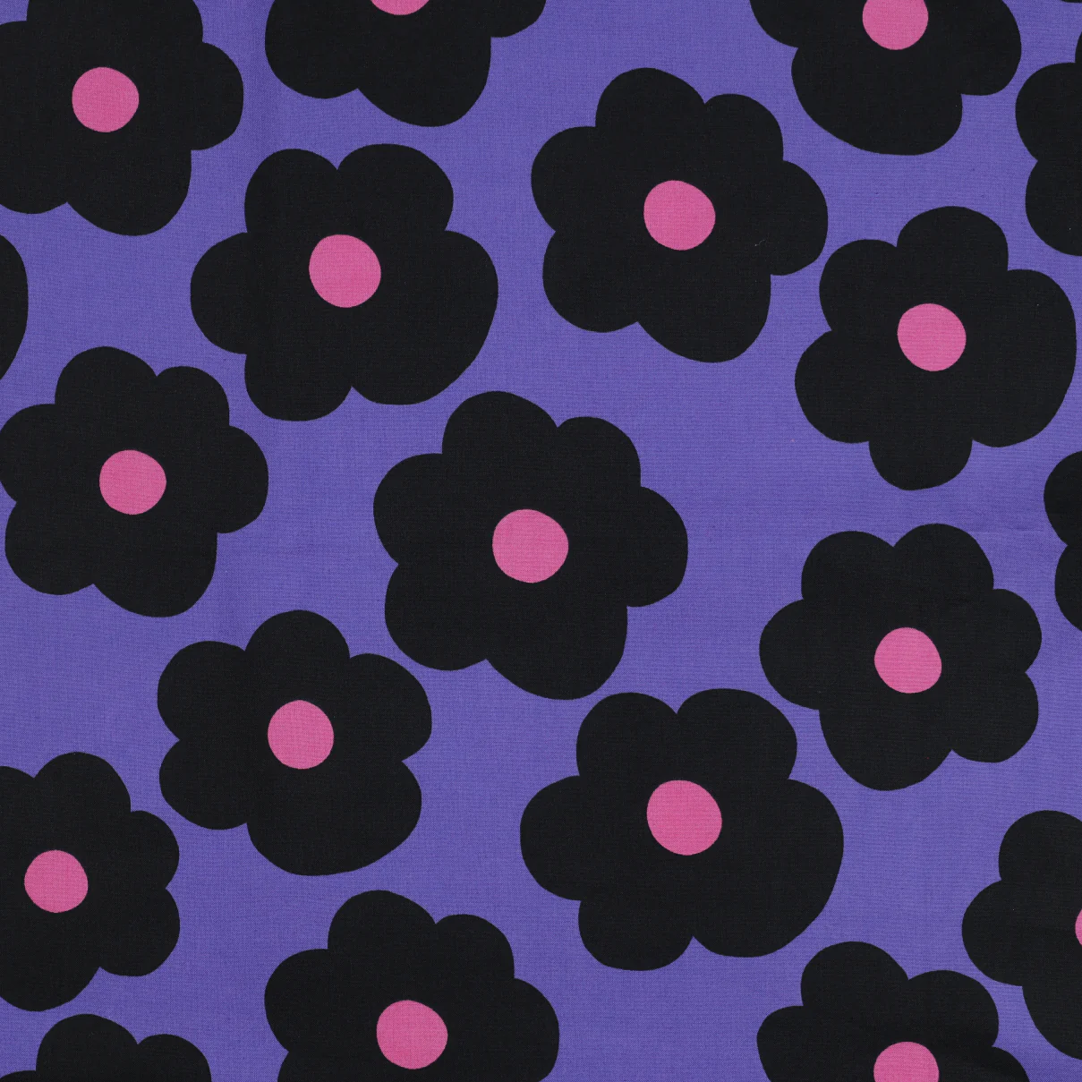 Big Flowers on Purple Cotton Poplin Fabric - Image 2
