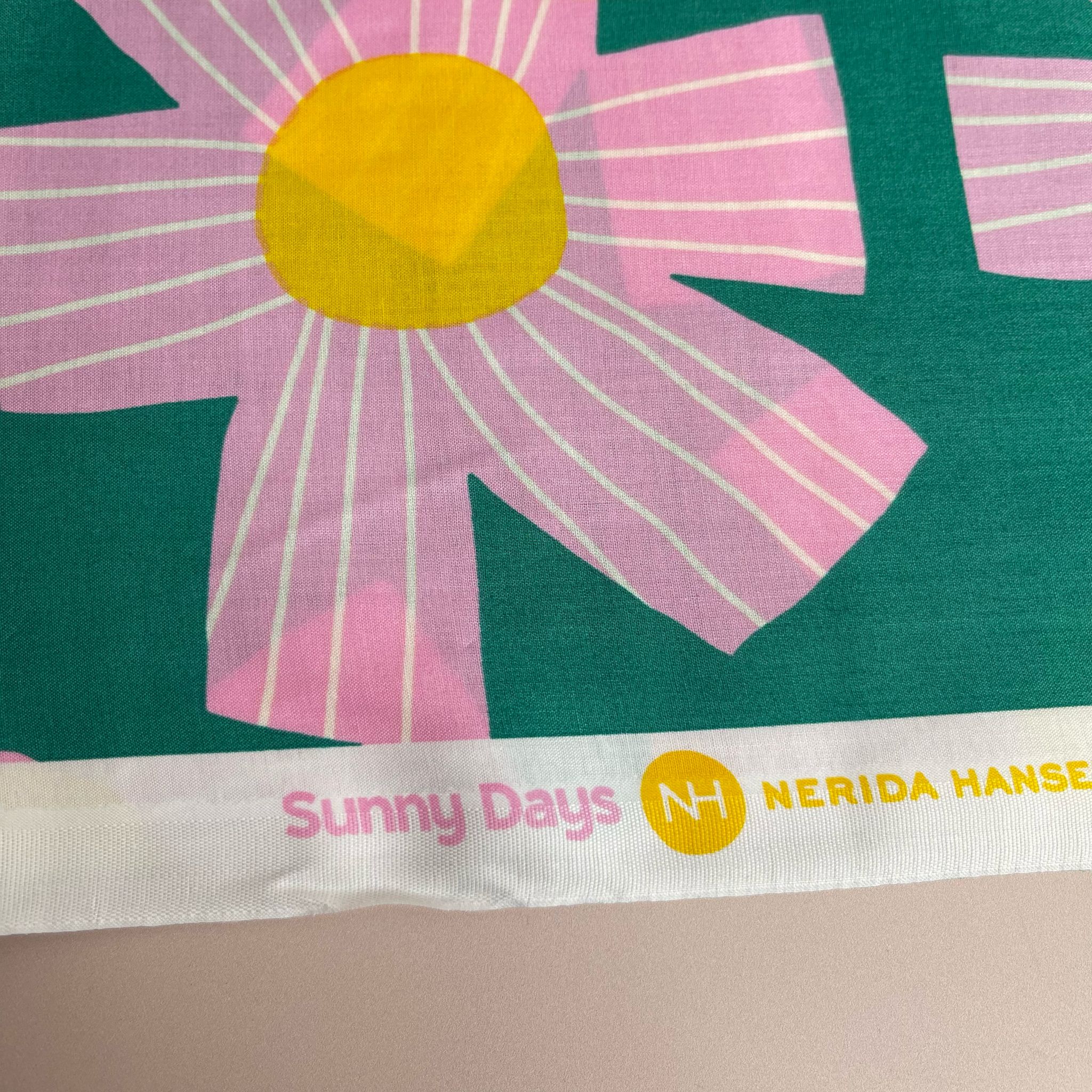 Sunny Days on Green Cotton Voile Fabric - Image 8