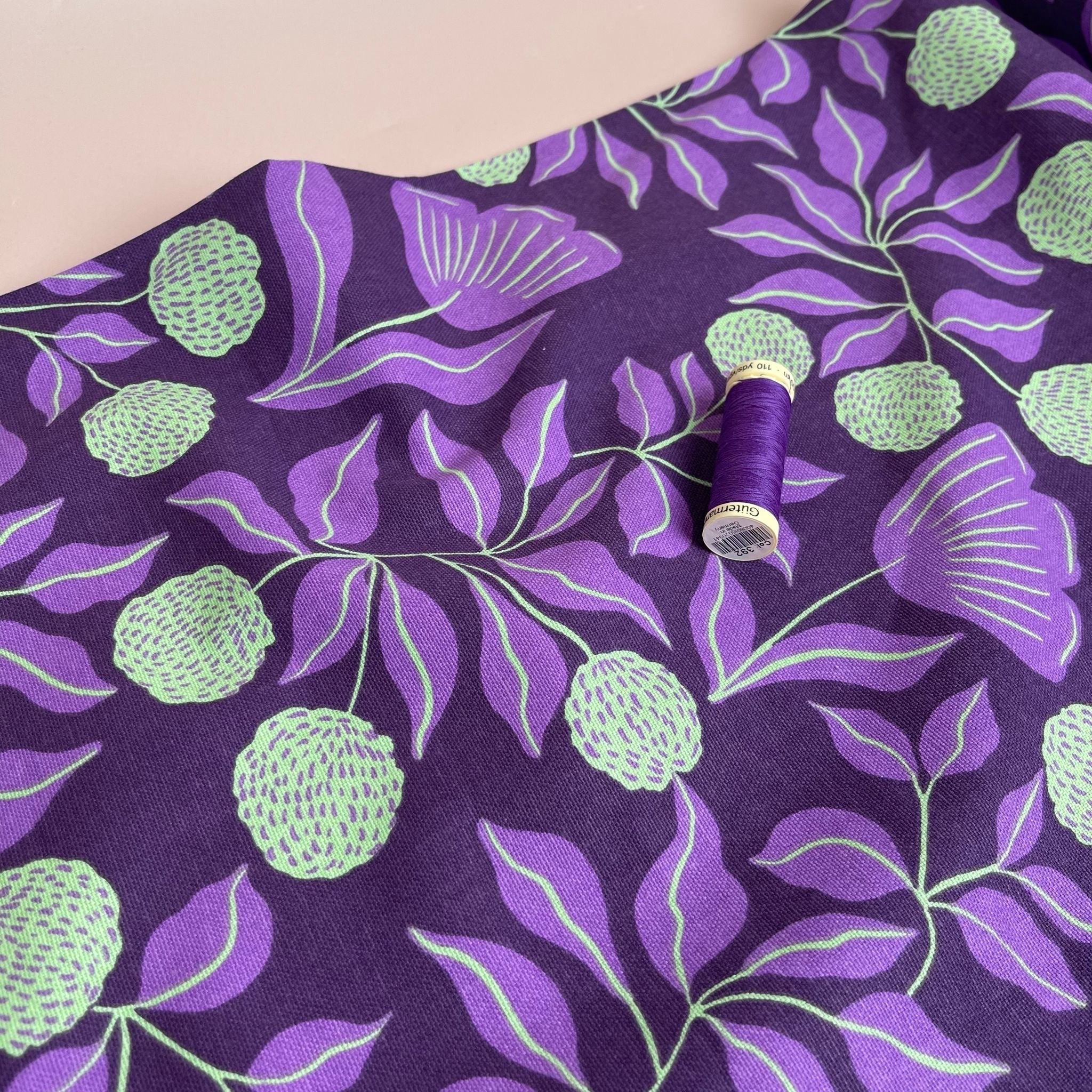 Vines Purple Cotton Canvas Fabric - Image 10