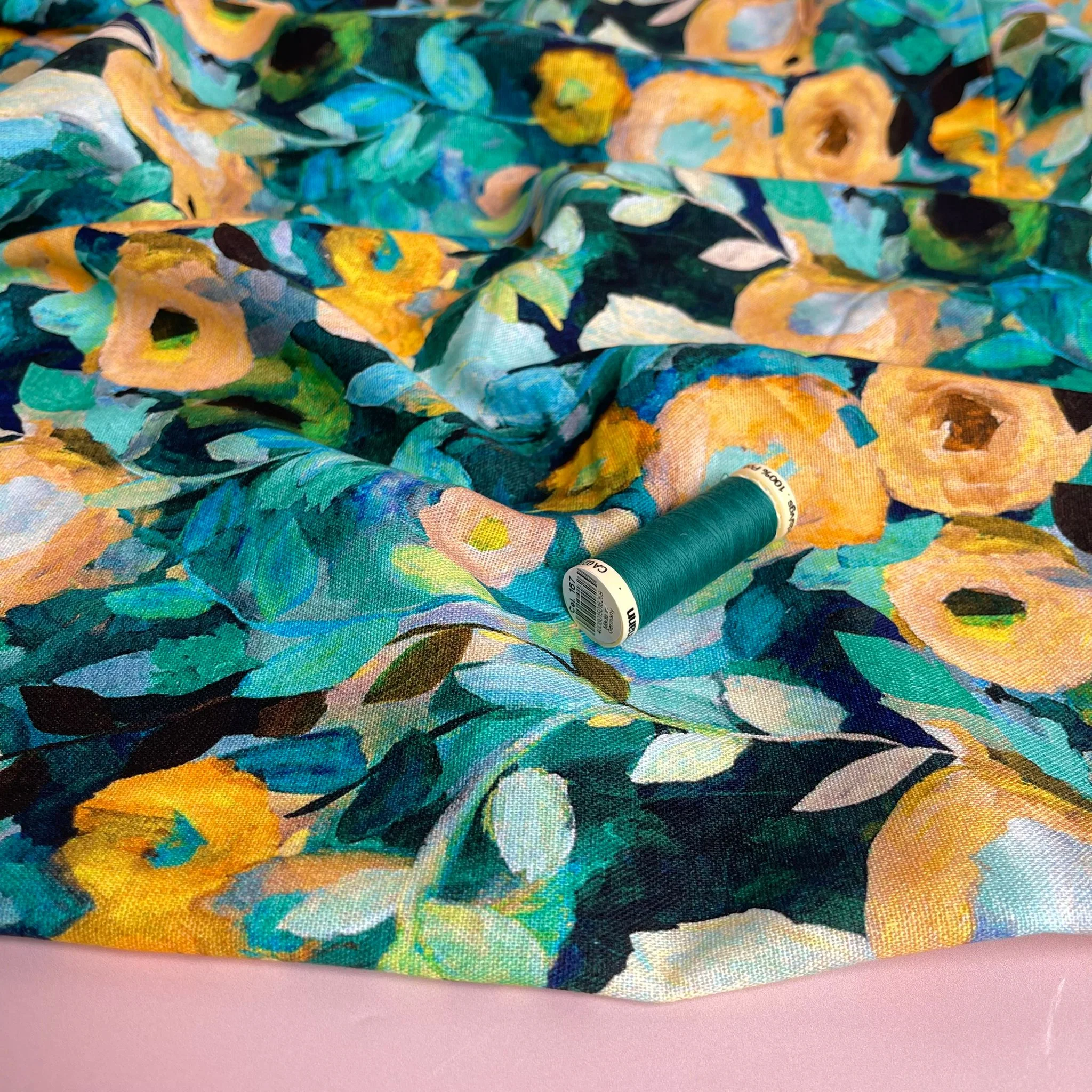Ocean Florals Viscose Linen Fabric - Image 7