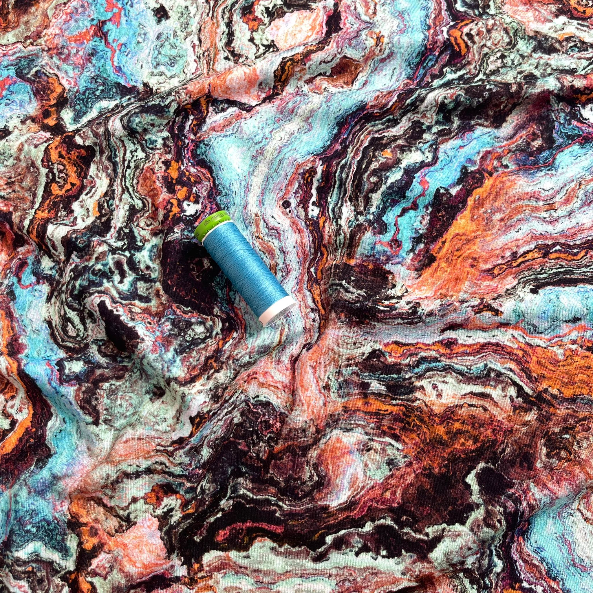 Ocean Sunrise Marble Viscose Jersey Fabric - Image 7