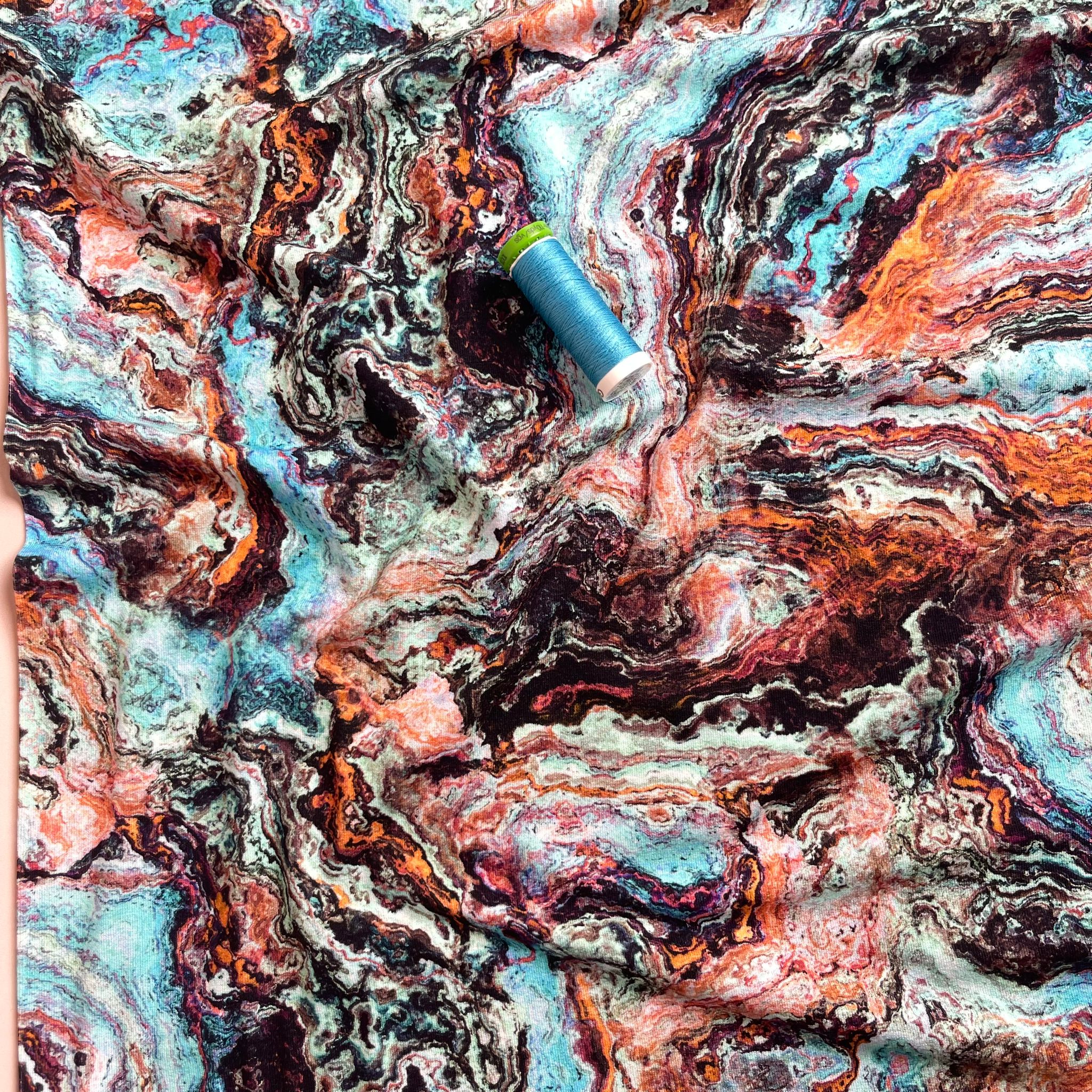 Ocean Sunrise Marble Viscose Jersey Fabric - Image 9