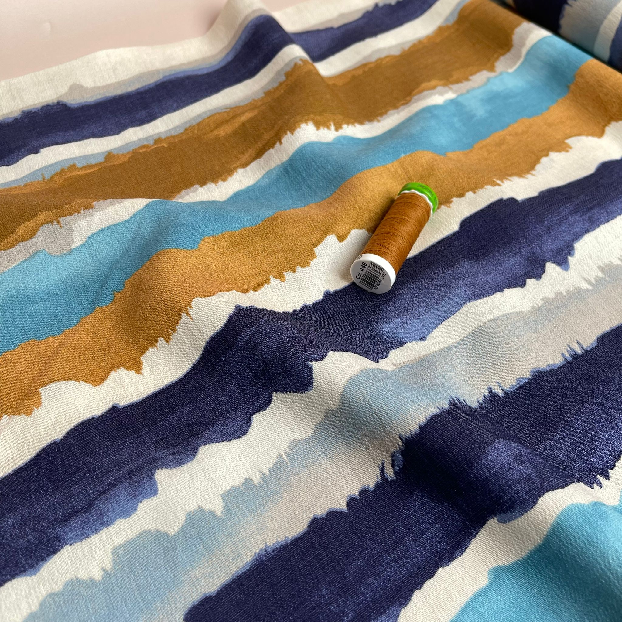 Paintbrush Neutral Stripes Textured Viscose Fabric - Image 6
