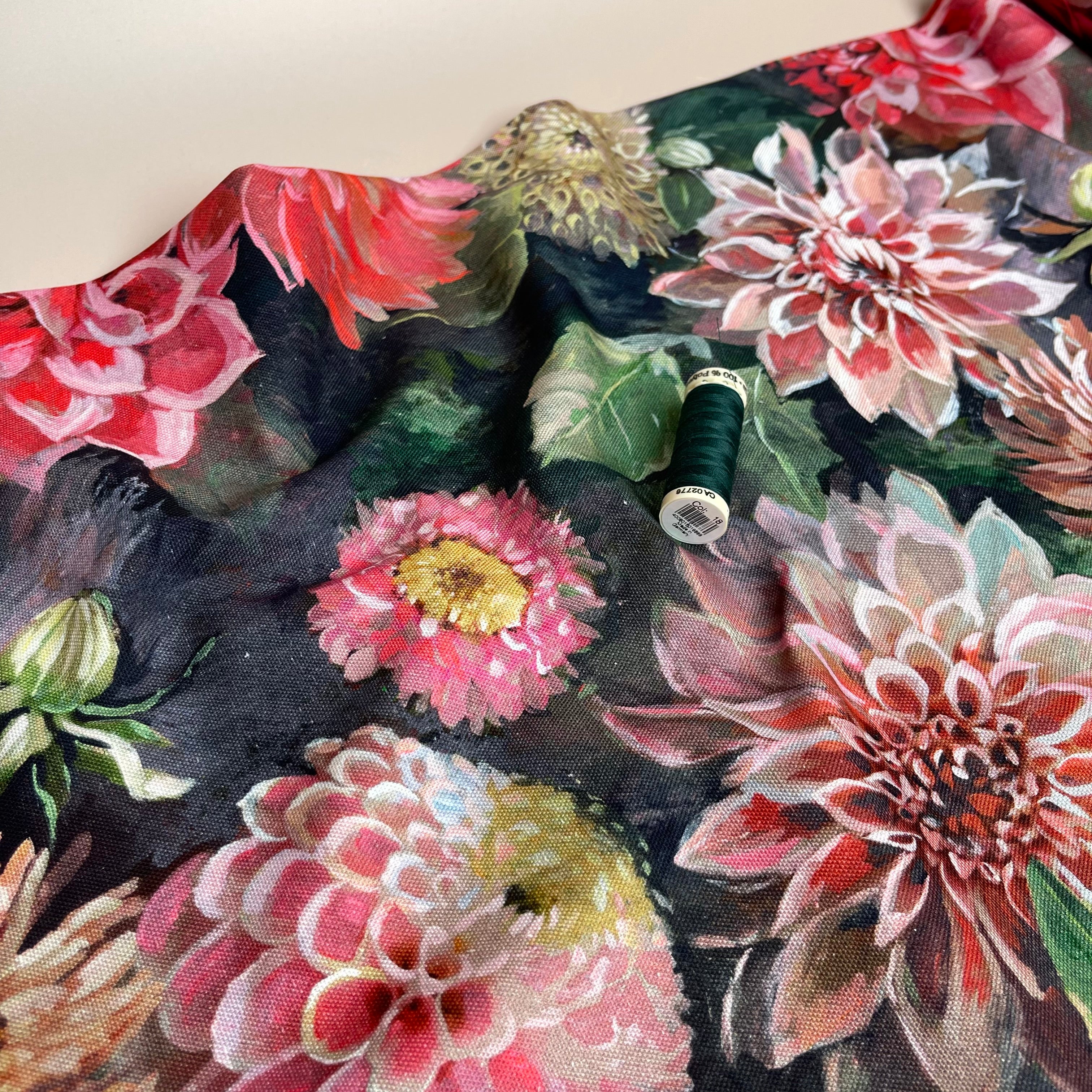 REMNANT 2 Metres - Peonies Cotton Canvas Fabric - Image 3