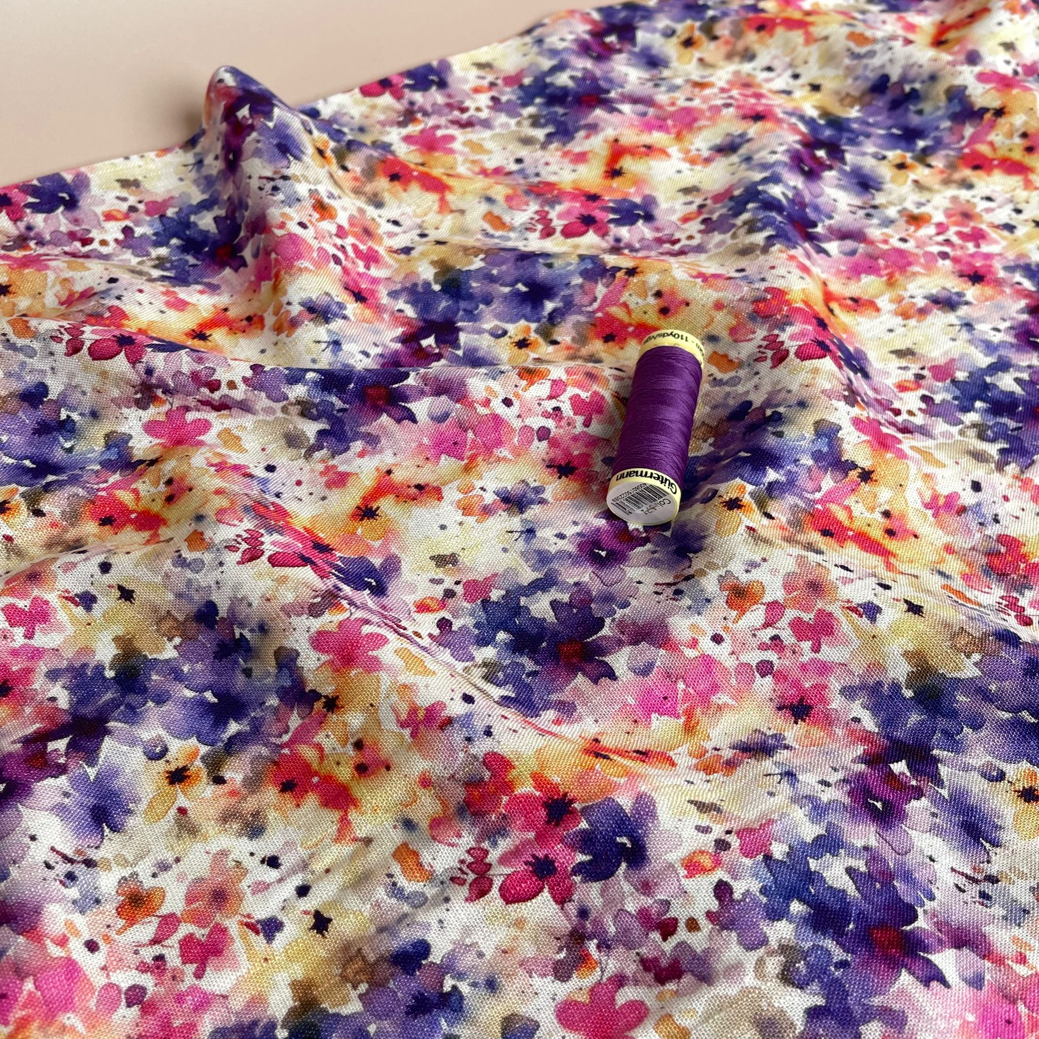 Purple Meadow Viscose Linen Fabric - Image 6