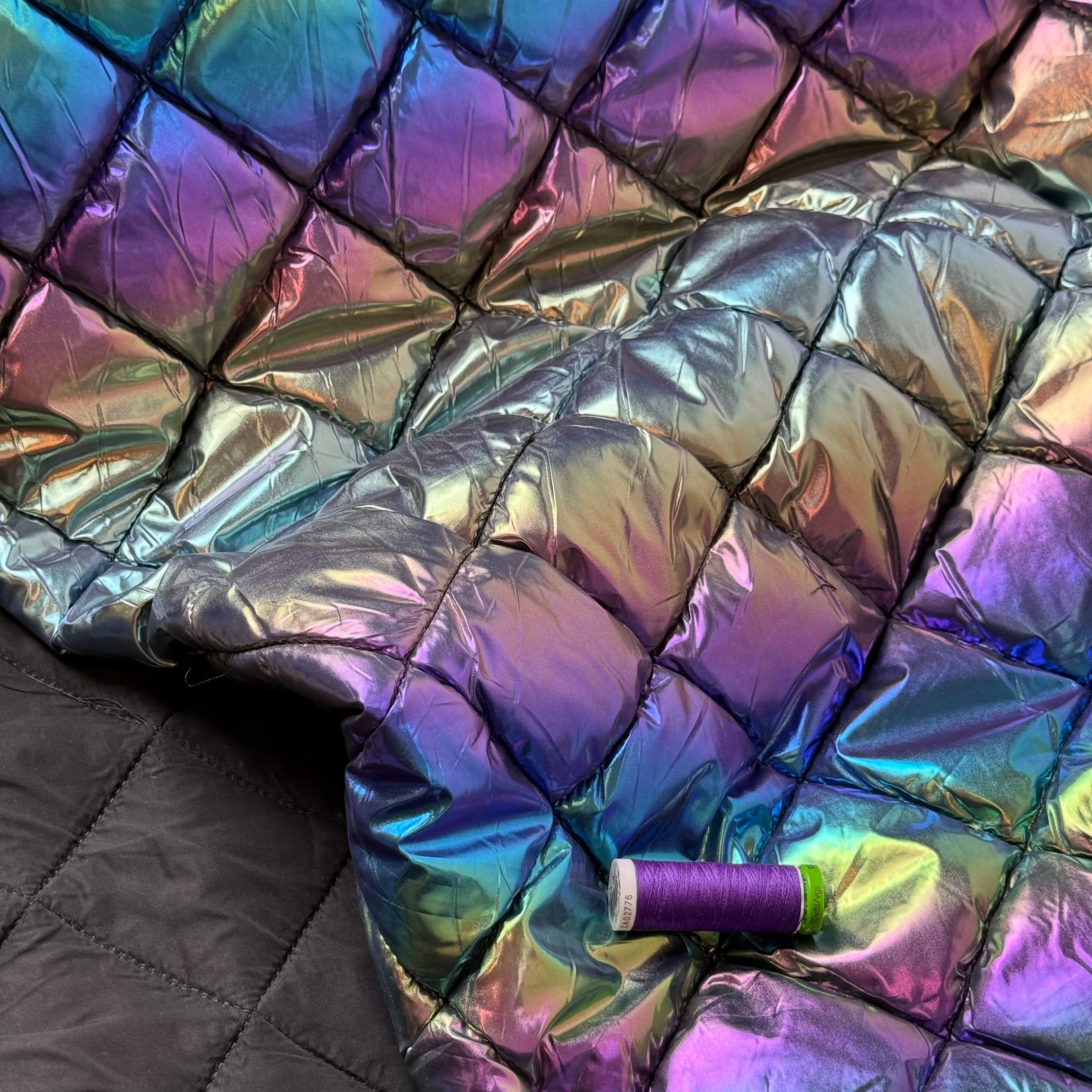 REMNANT 1.4 Metres - Rainbow Quilted Puffer Fabric
