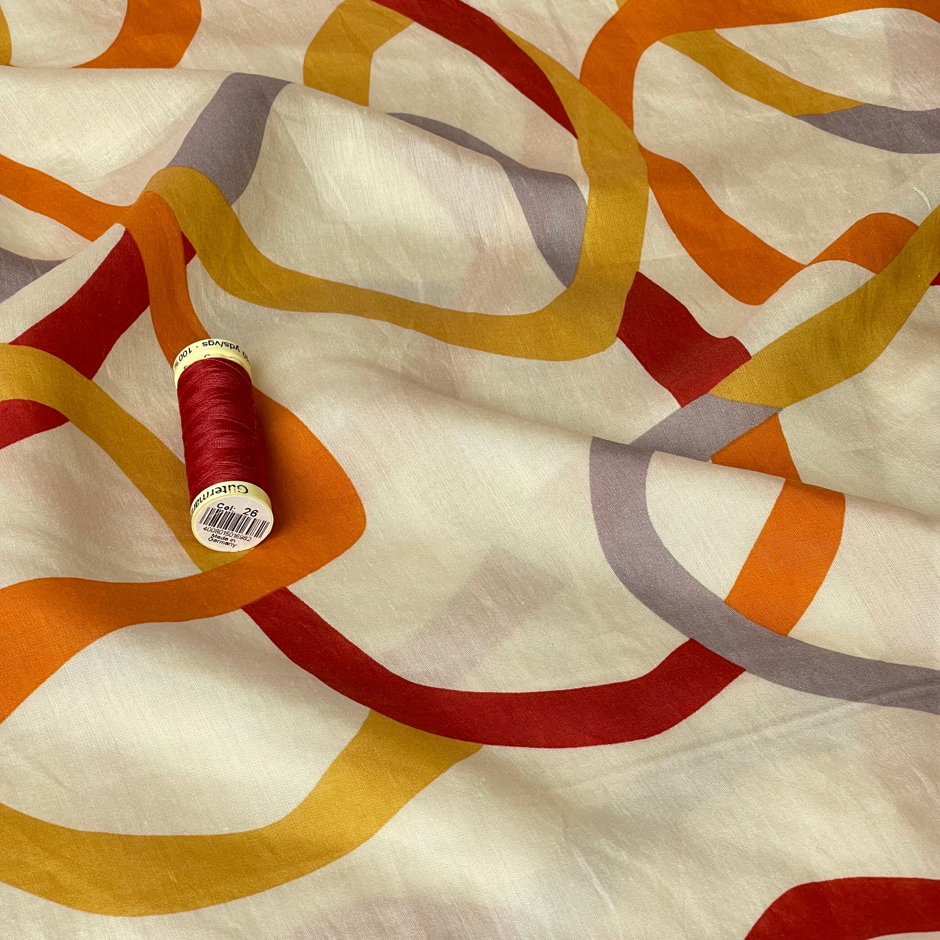 Rainbow Ribbons Gold Viscose Blend Fabric - Image 5