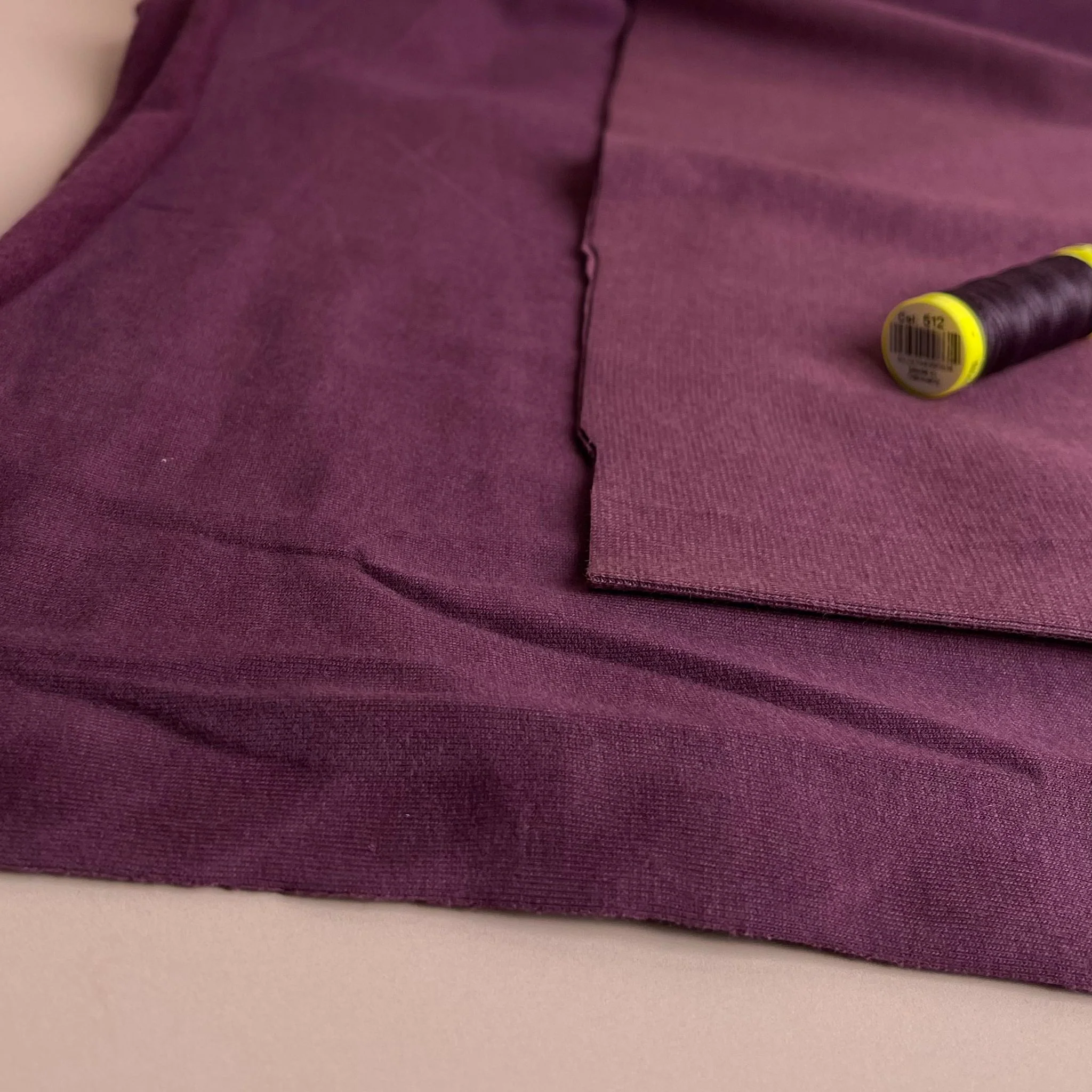 Aubergine Organic Tubular Cuff Ribbing - Image 3