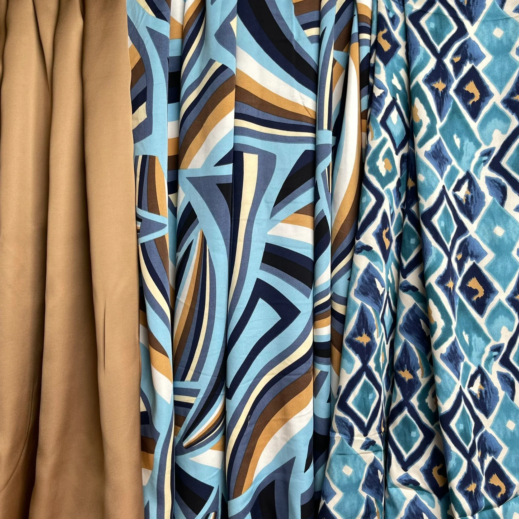 Neutral Waves Viscose Sateen Fabric - Image 11