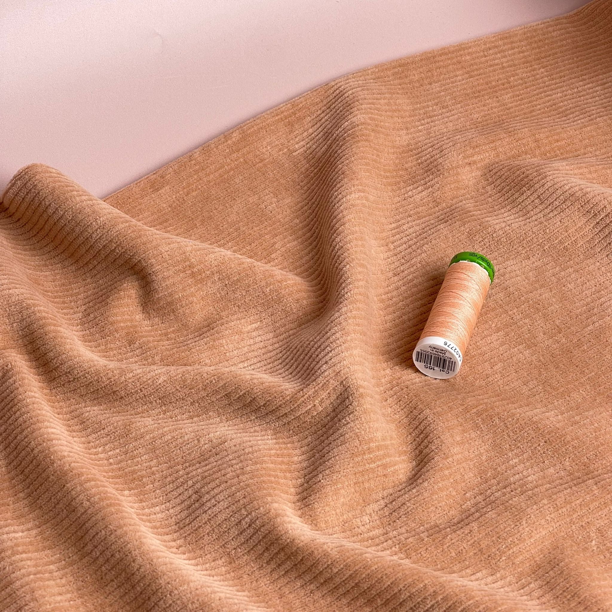 Salmon Stretch Ribbed Velvet - Image 3