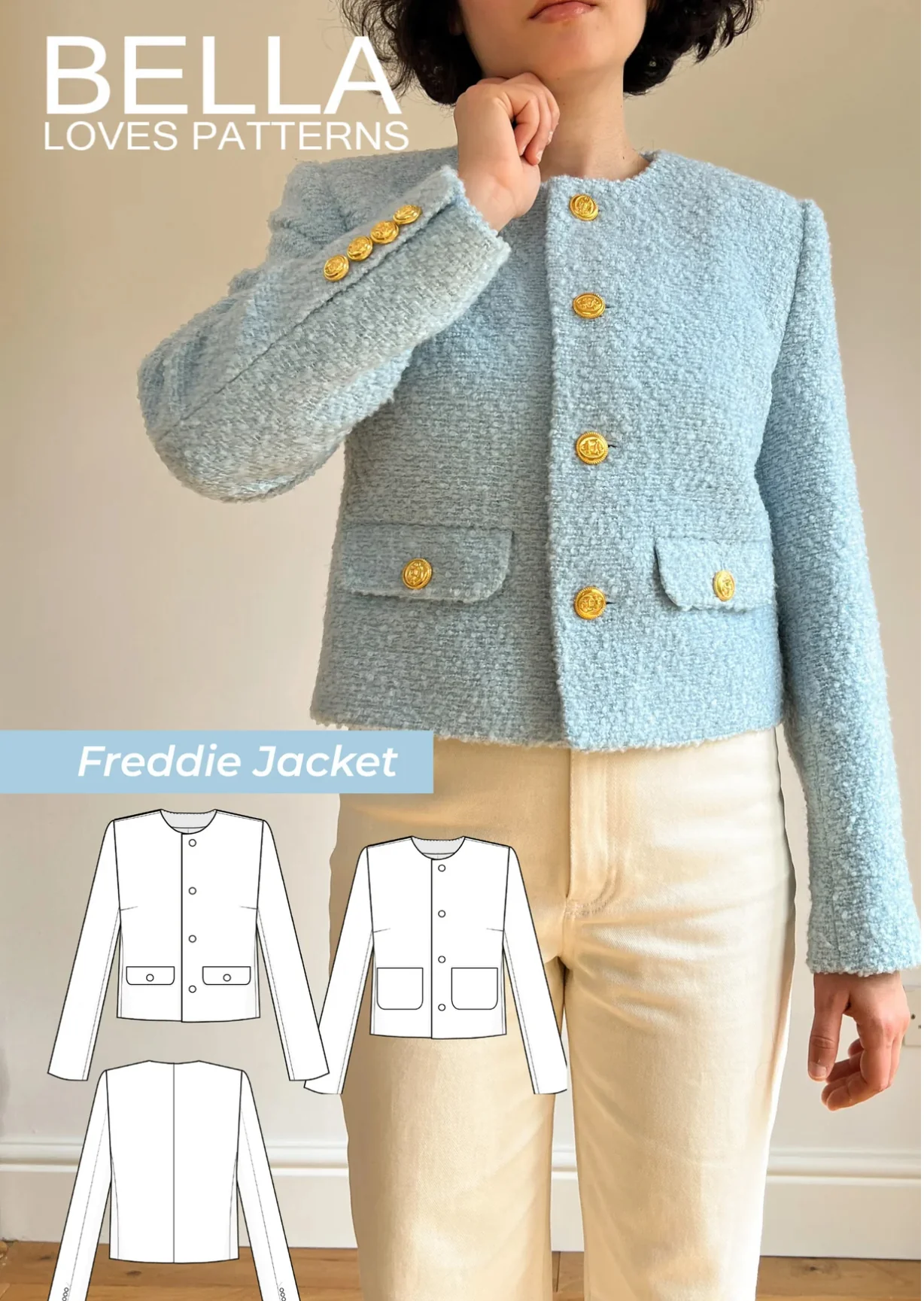 Sewing Kit - Dulce Skirt & Freddie Jacket in Teal Wool Boucle Tweed - Image 14