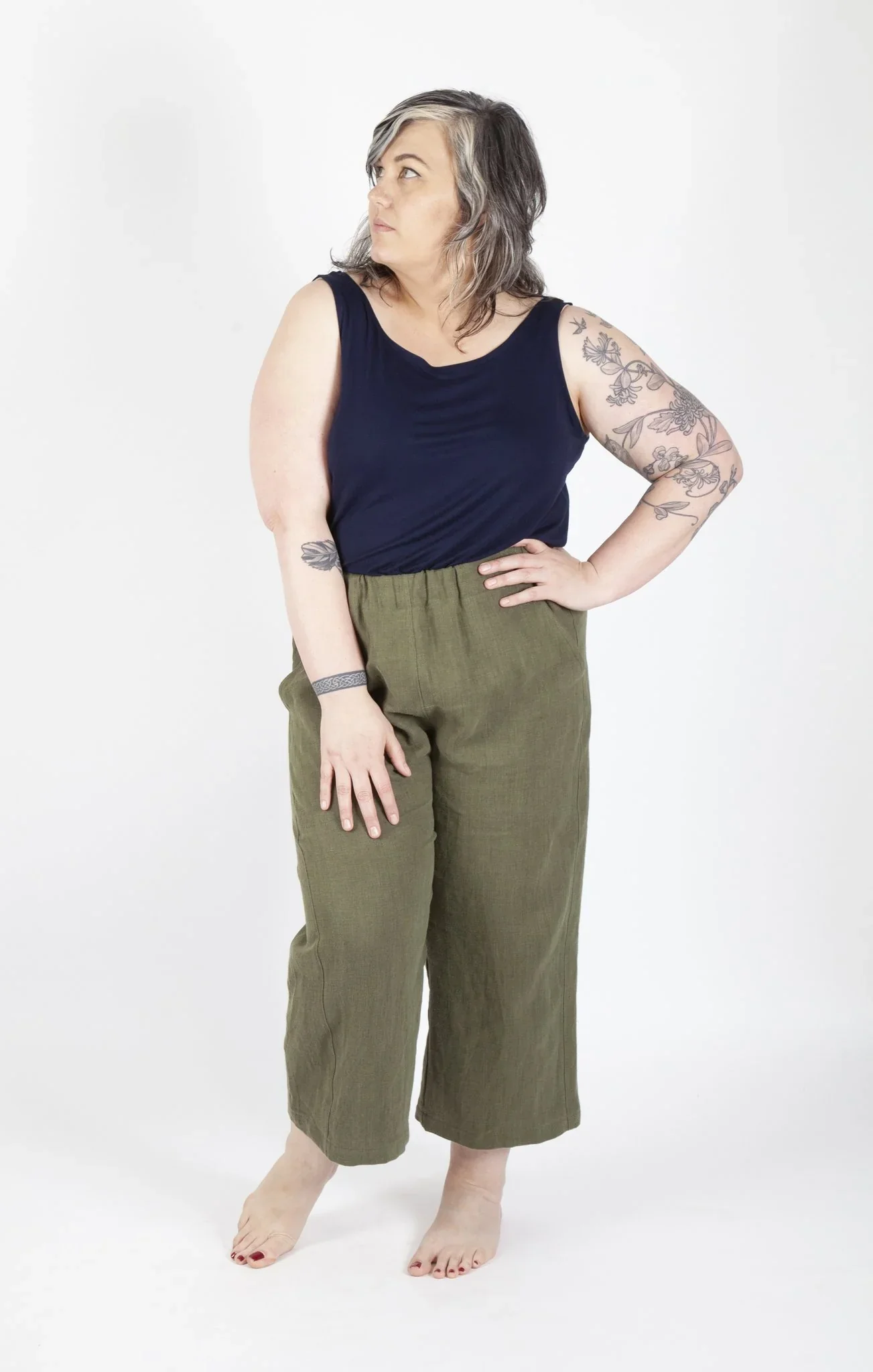 Sewing Kit - Free Range Slacks in Blue Washed Cotton - Image 15