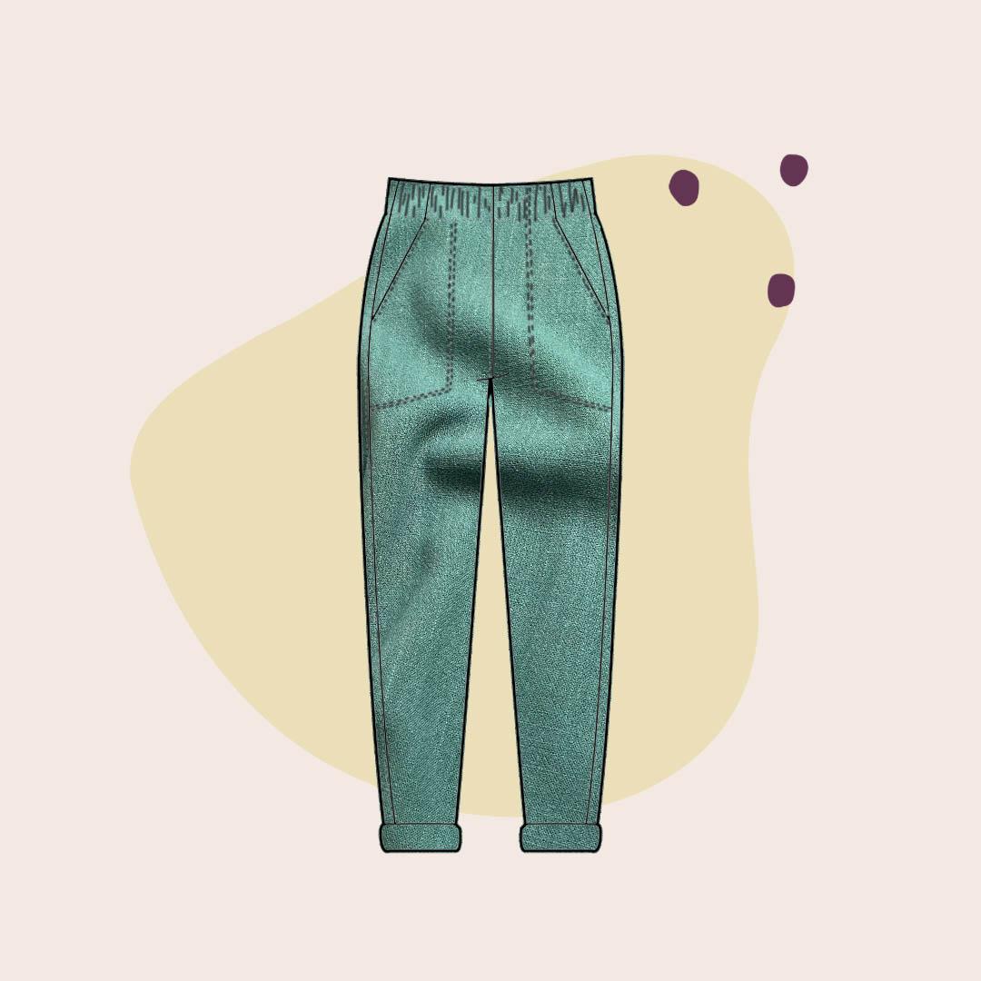 Sewing Kit - Free Range Slacks in Bottle Green Flow Linen Noil - Image 15