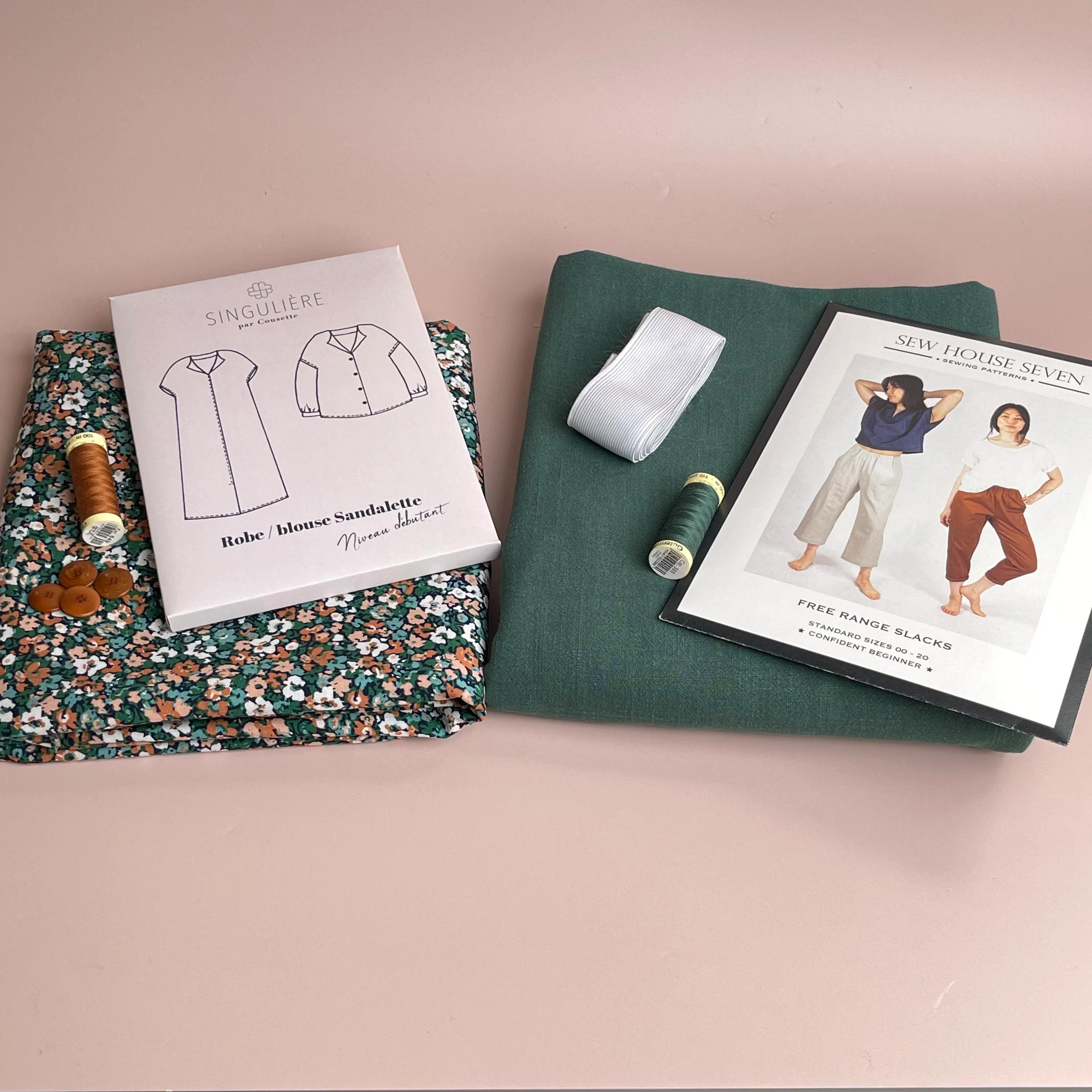 Sewing Kit - Free Range Slacks in Bottle Green Flow Linen Noil - Image 4