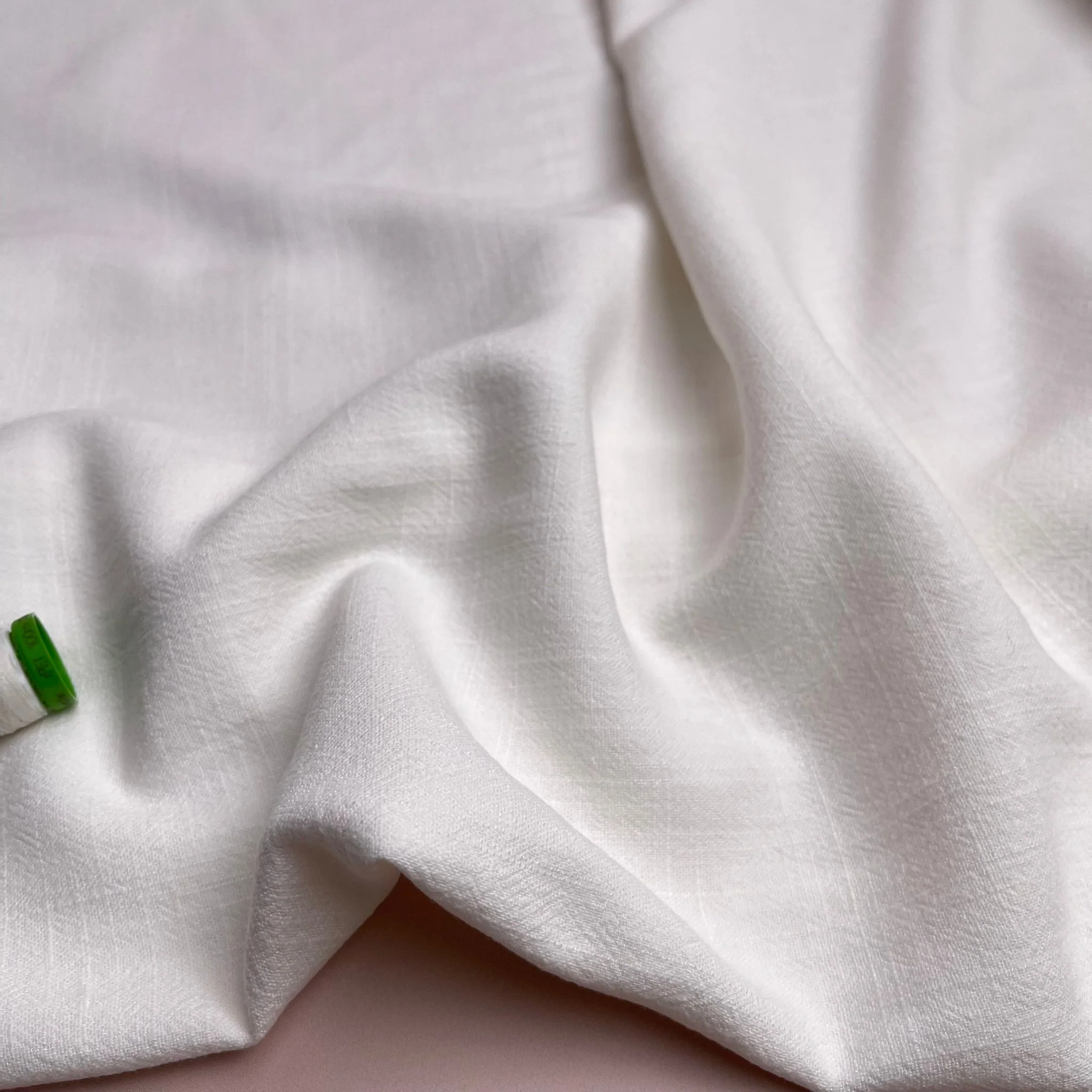 Flow Off-White Viscose Linen Blend Dress Fabric - Image 5