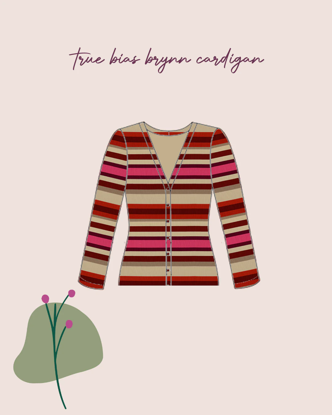 Sewing Kit -True Bias Brynn Cardigan Top Sewing Kit in Cotton Ribbed Jersey (multiple print options) - Image 12