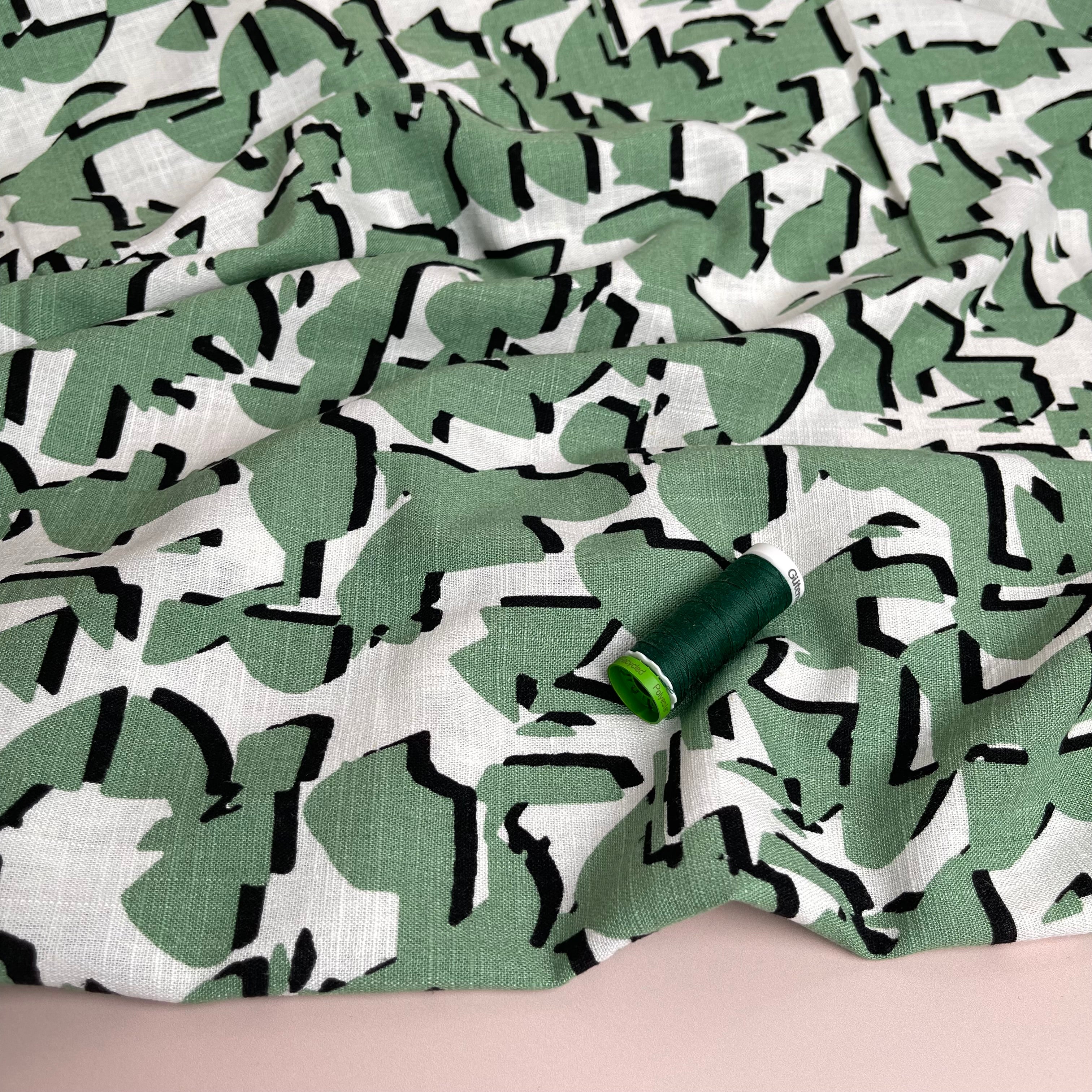 Shapes Green Linen Viscose Blend Fabric - Image 7