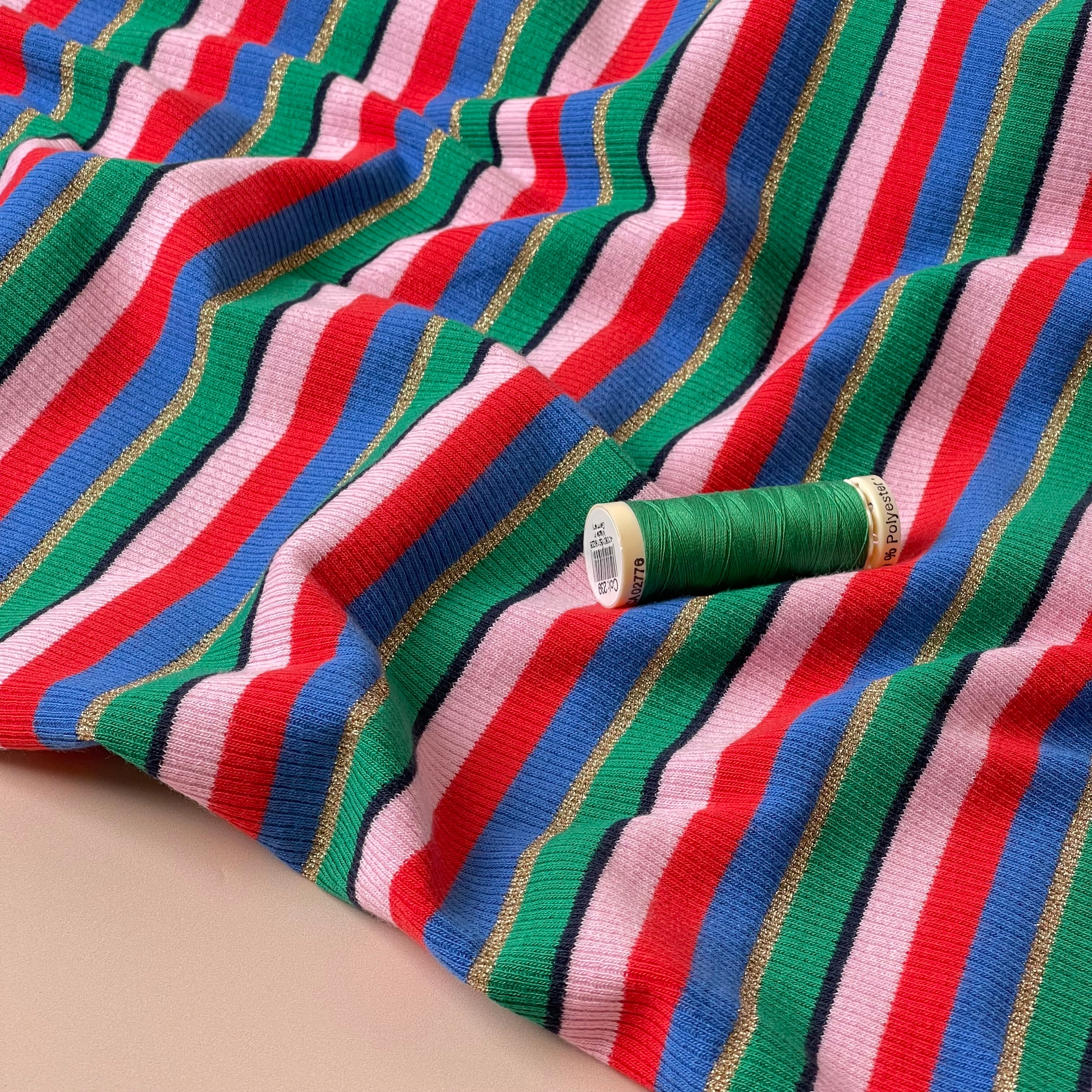 Sparkle Yarn Dyed Striped Cotton Ribbed Jersey with Lurex - Image 4