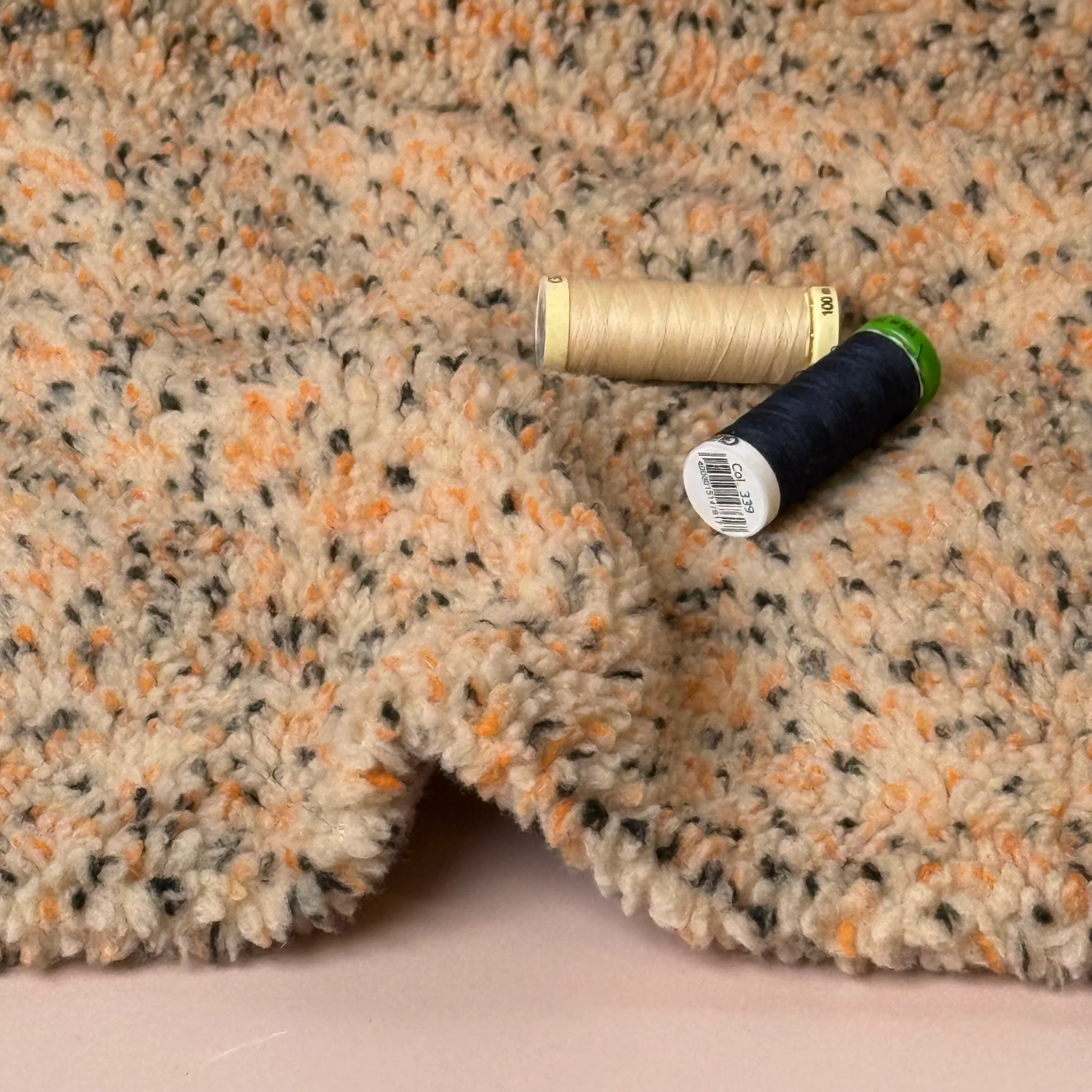 Speckles Beige Teddy Coating Fabric - Image 9