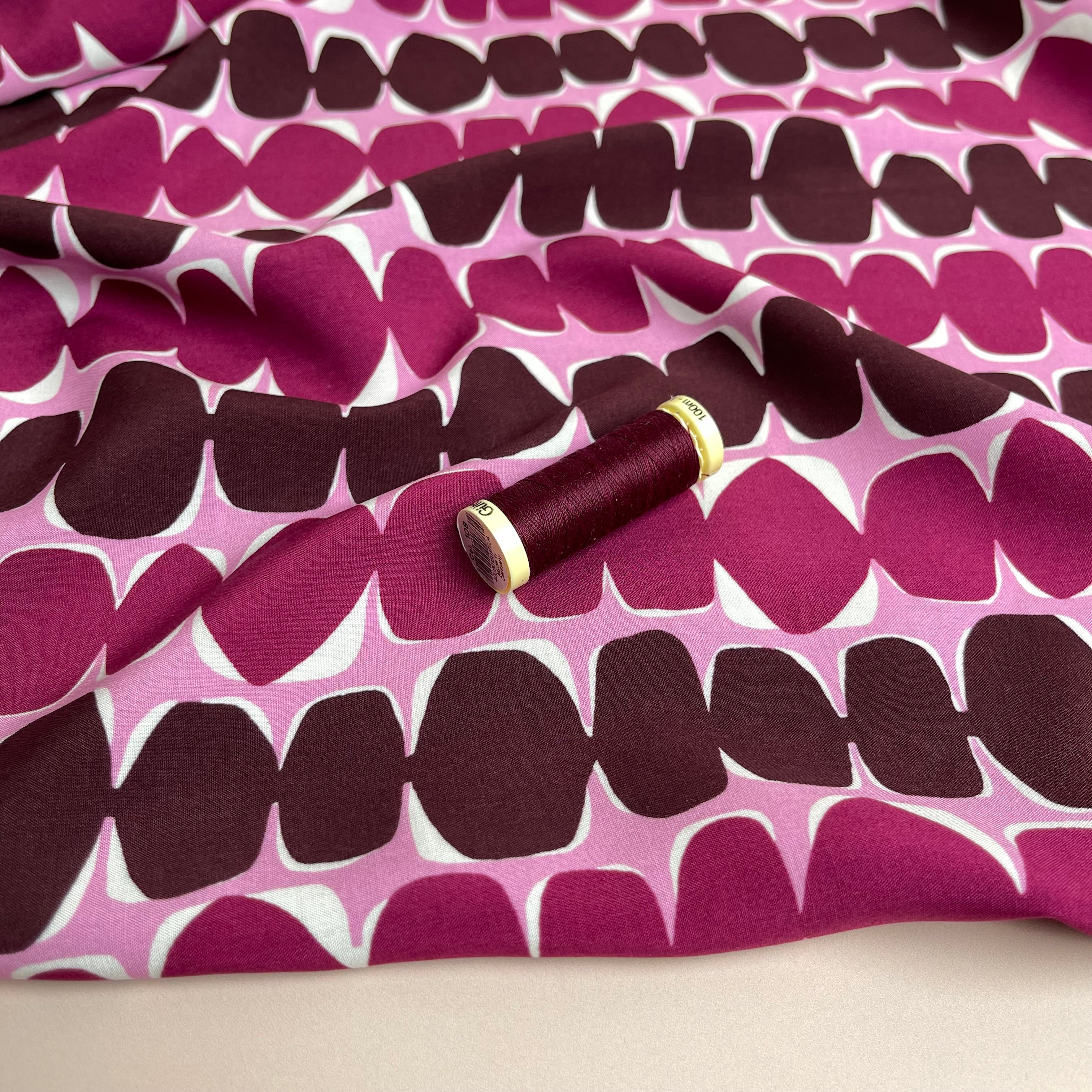 Stacked Pebbles Plum LENZING™ ECOVERO™ Viscose Fabric - Image 2