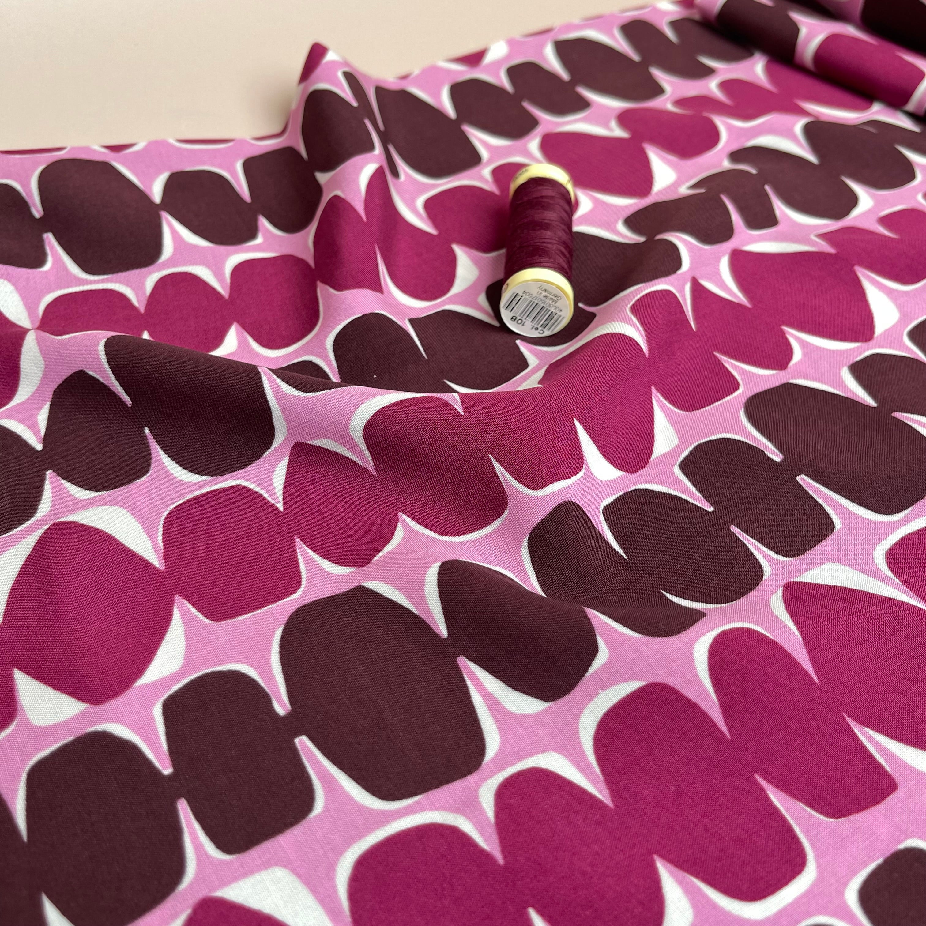 Stacked Pebbles Plum LENZING™ ECOVERO™ Viscose Fabric - Image 5