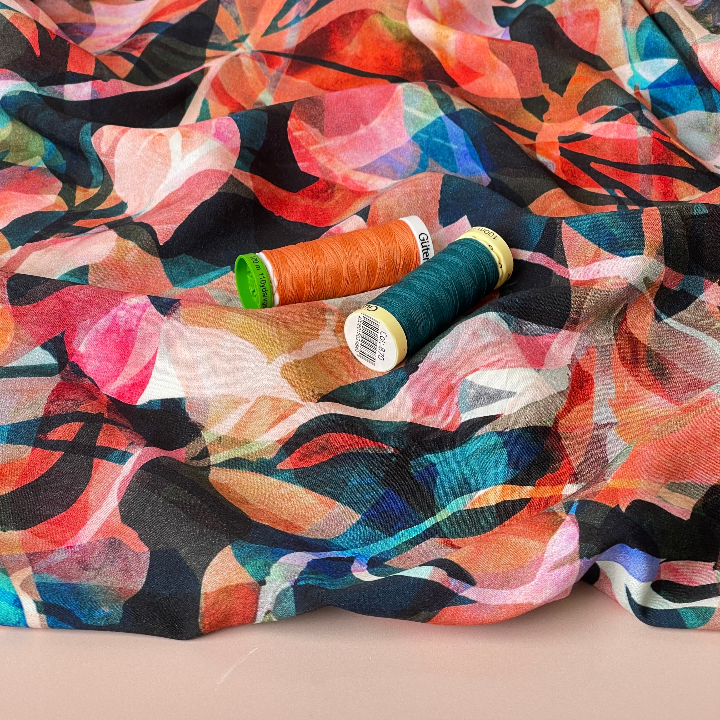 Summer Party - Painted Foliage Sunset Viscose Fabric - Image 18